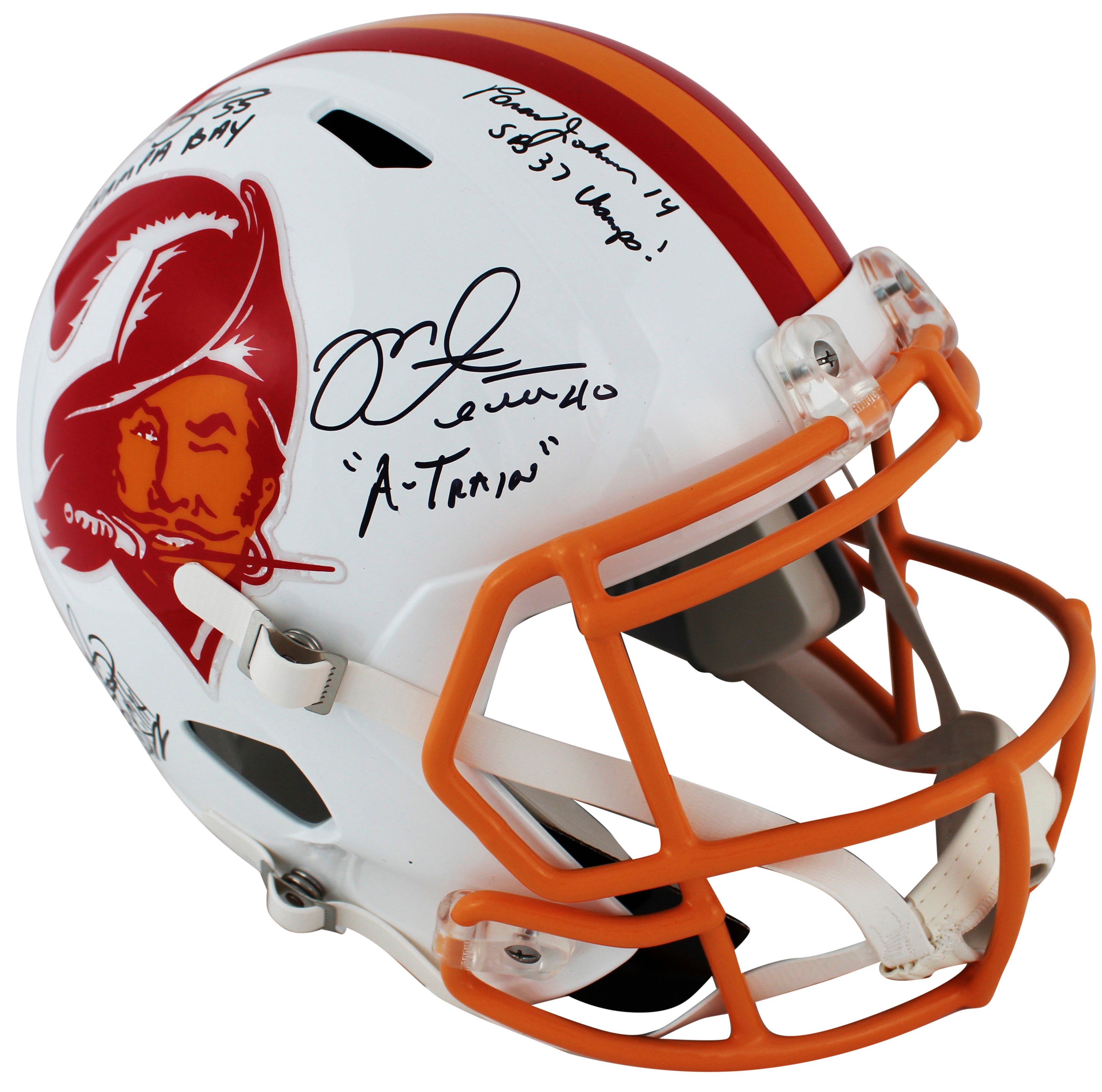 Bucs SB 37 Sapp, Brooks, Alstott +3 Signed 76-96 TB F/S Speed Rep Helmet BAS Wit
