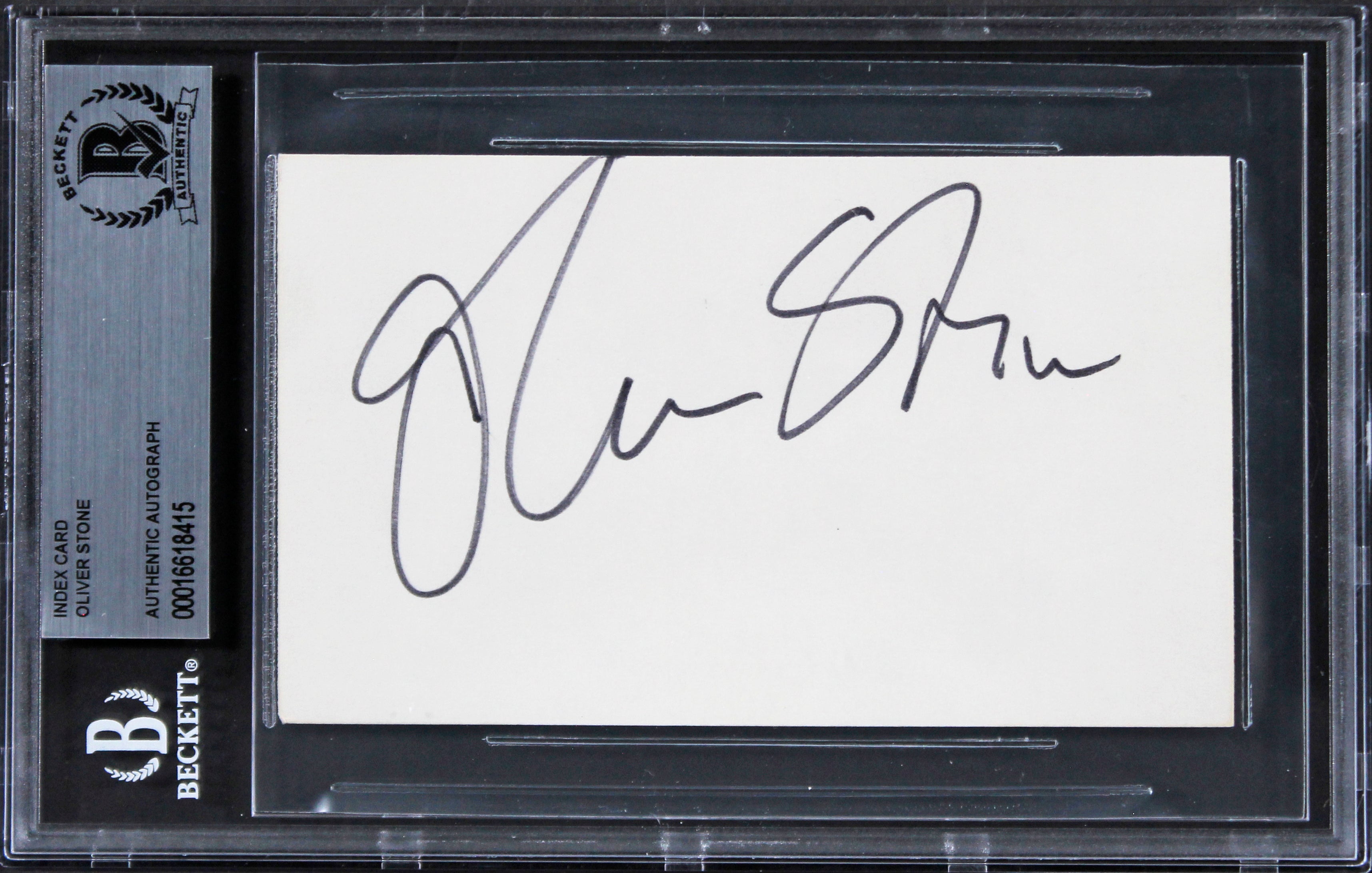 Oliver Stone Platoon Authentic Signed 3x5 Index Card Autographed BAS Slabbed 2