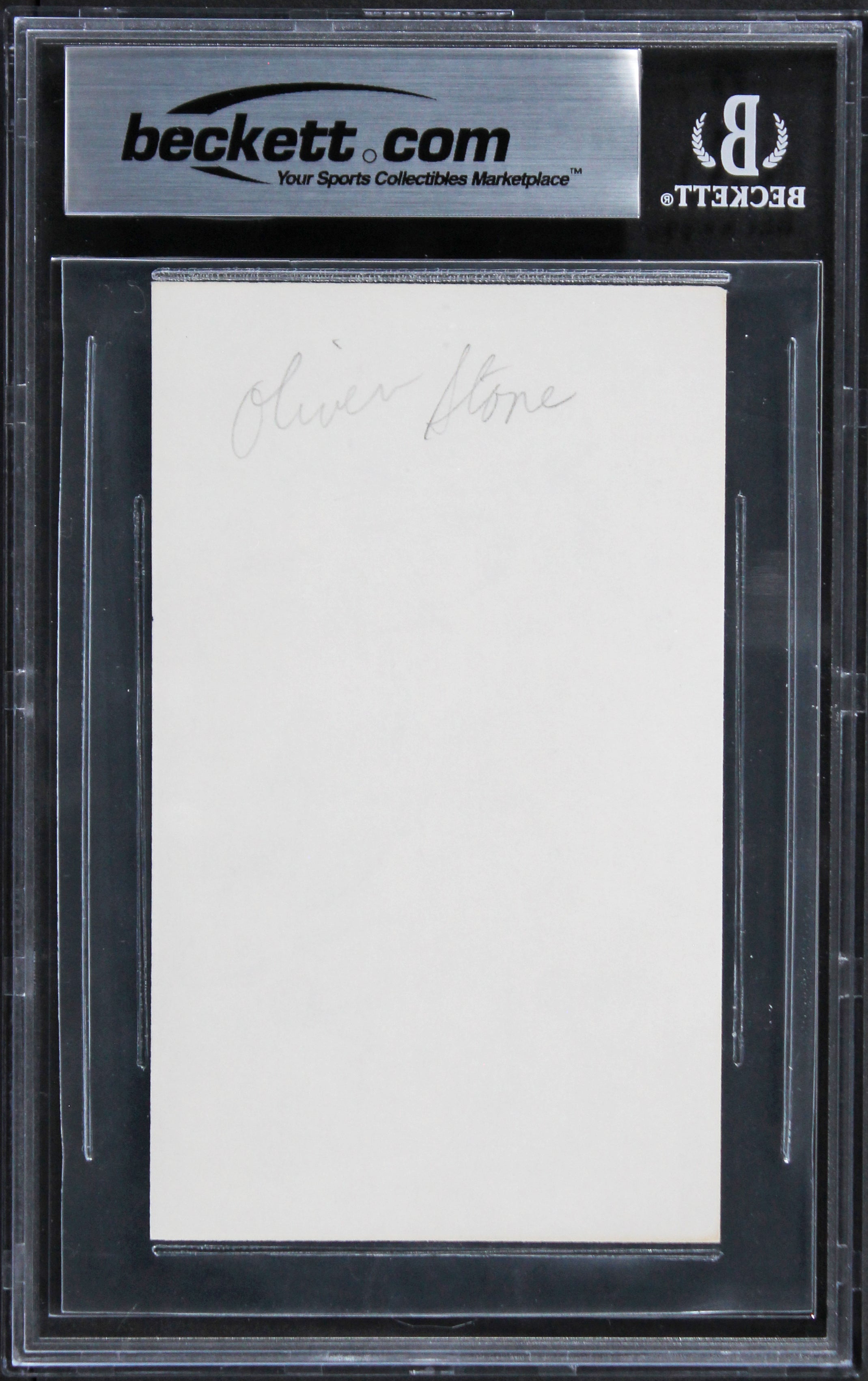 Oliver Stone Platoon Authentic Signed 3x5 Index Card Autographed BAS Slabbed 2