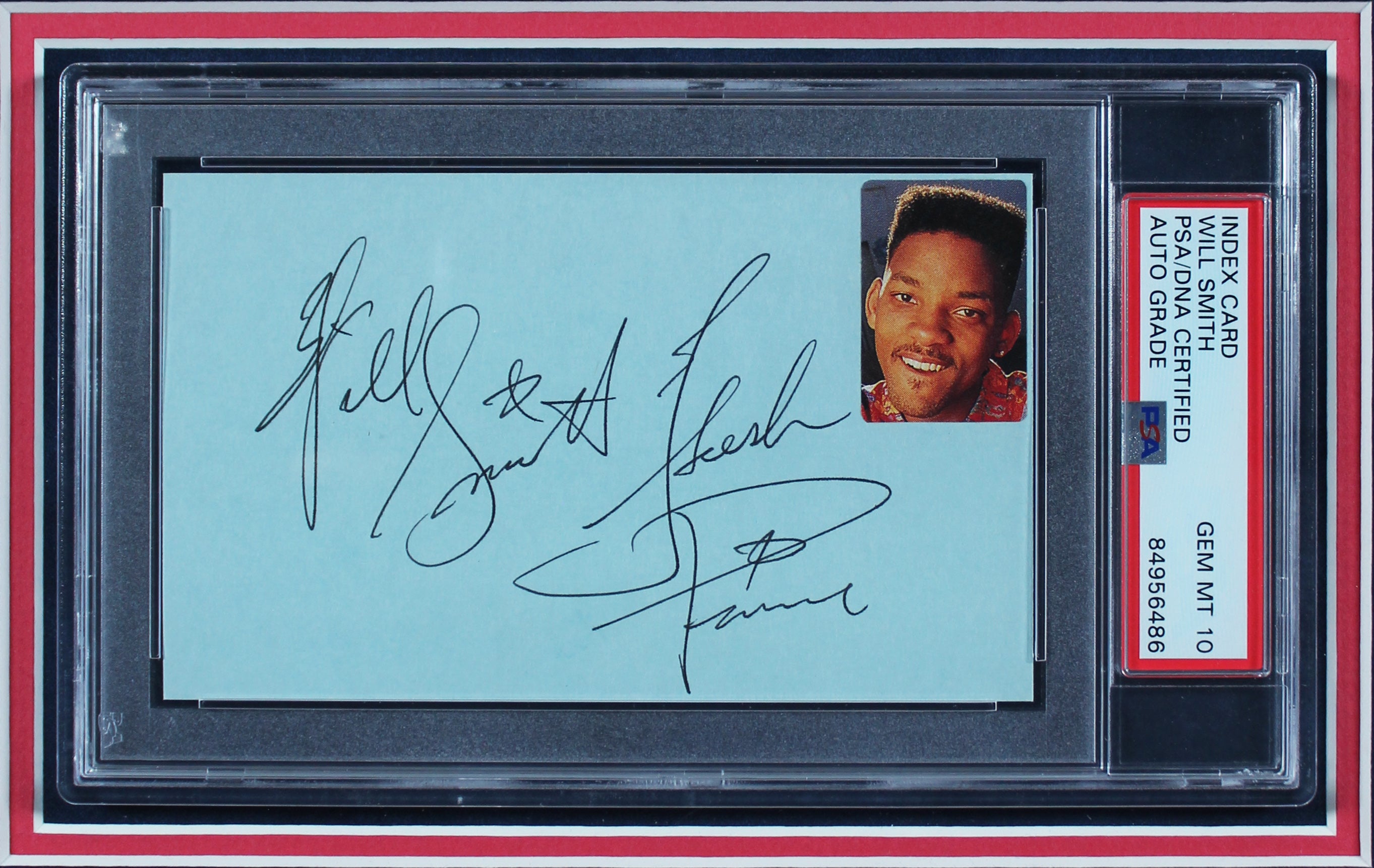 Will Smith Fresh Prince Signed 3x5 Index Card Framed Display Auto 10 PSA Slabbed
