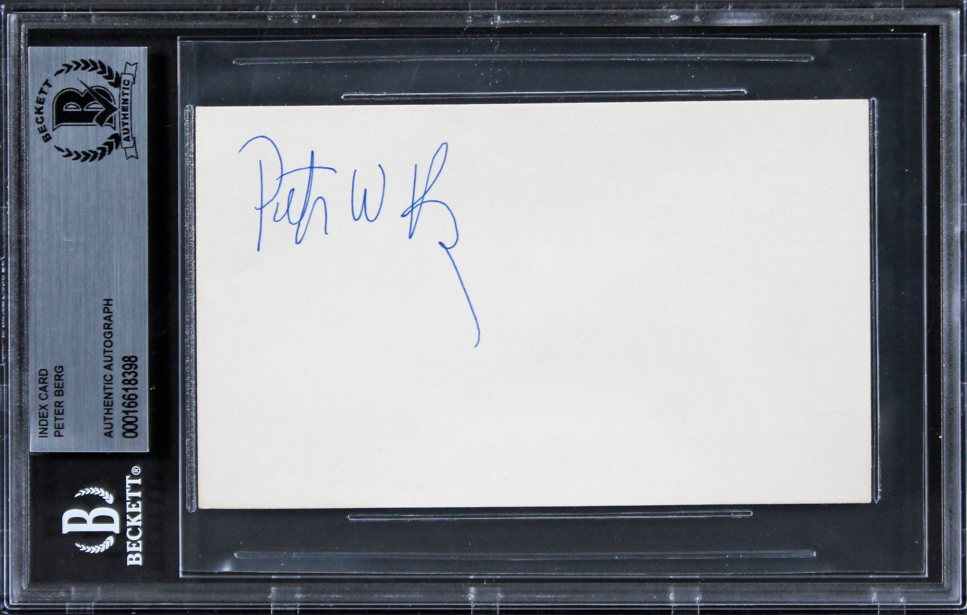 Peter Berg Patriots Day Authentic Signed 3x5 Index Card BAS Slabbed 4