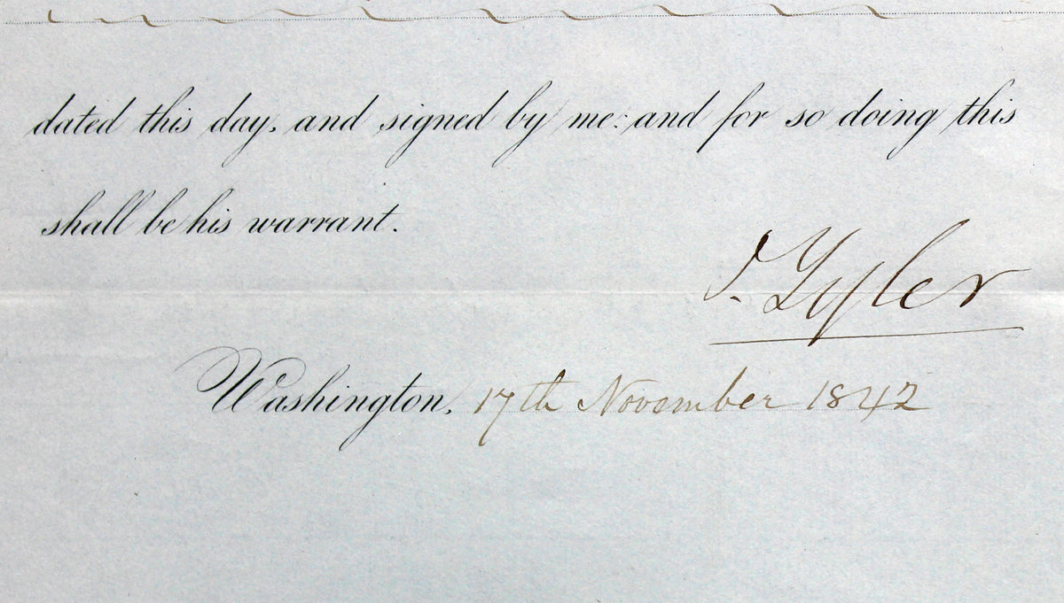 John Tyler Authentic Signed & Framed 7x9.25 Letter Dated November 17, 1842 BAS