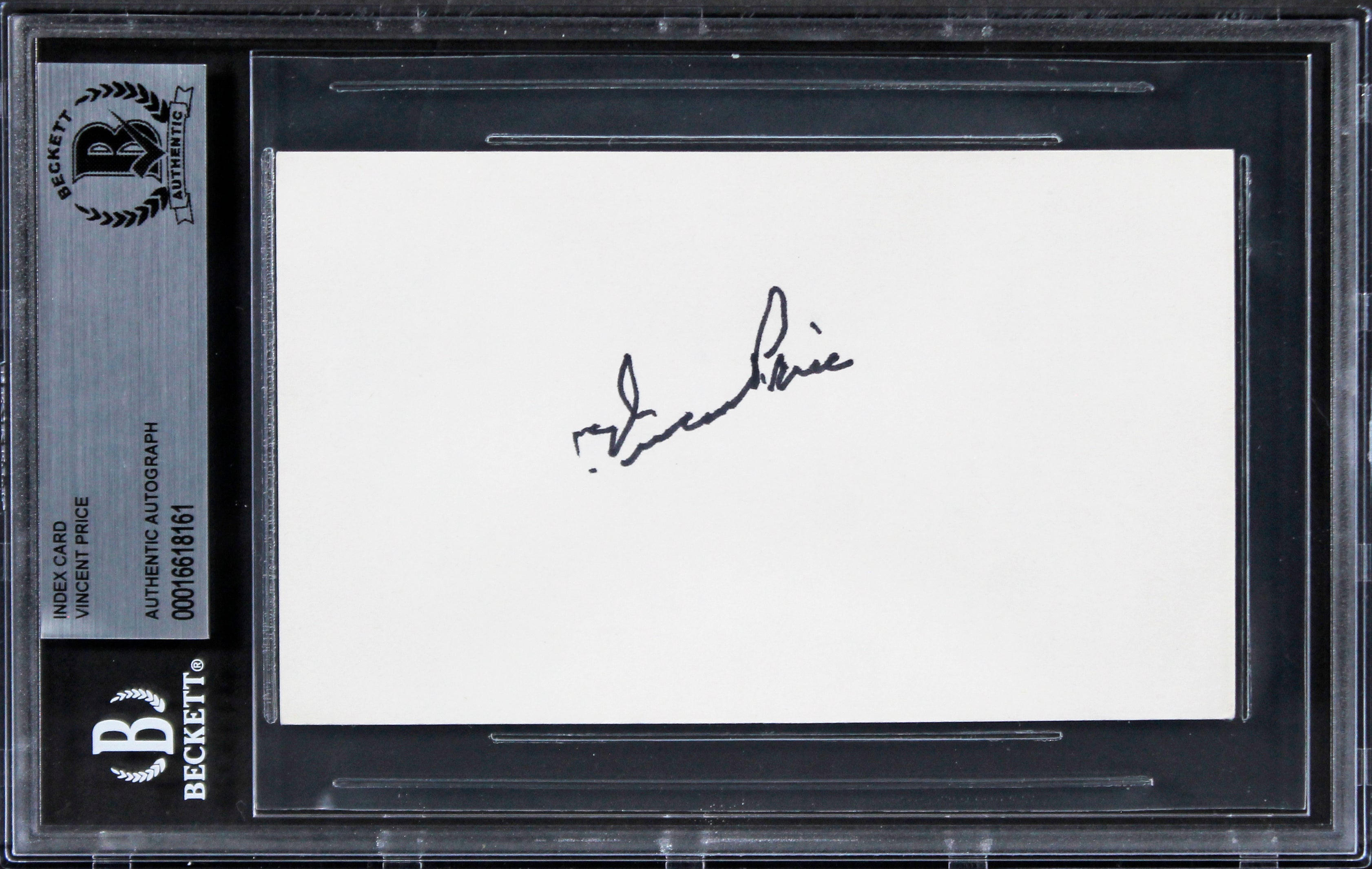 Vincent Price House on Haunted Hill Authentic Signed 3x5 Index Card BAS Slabbed