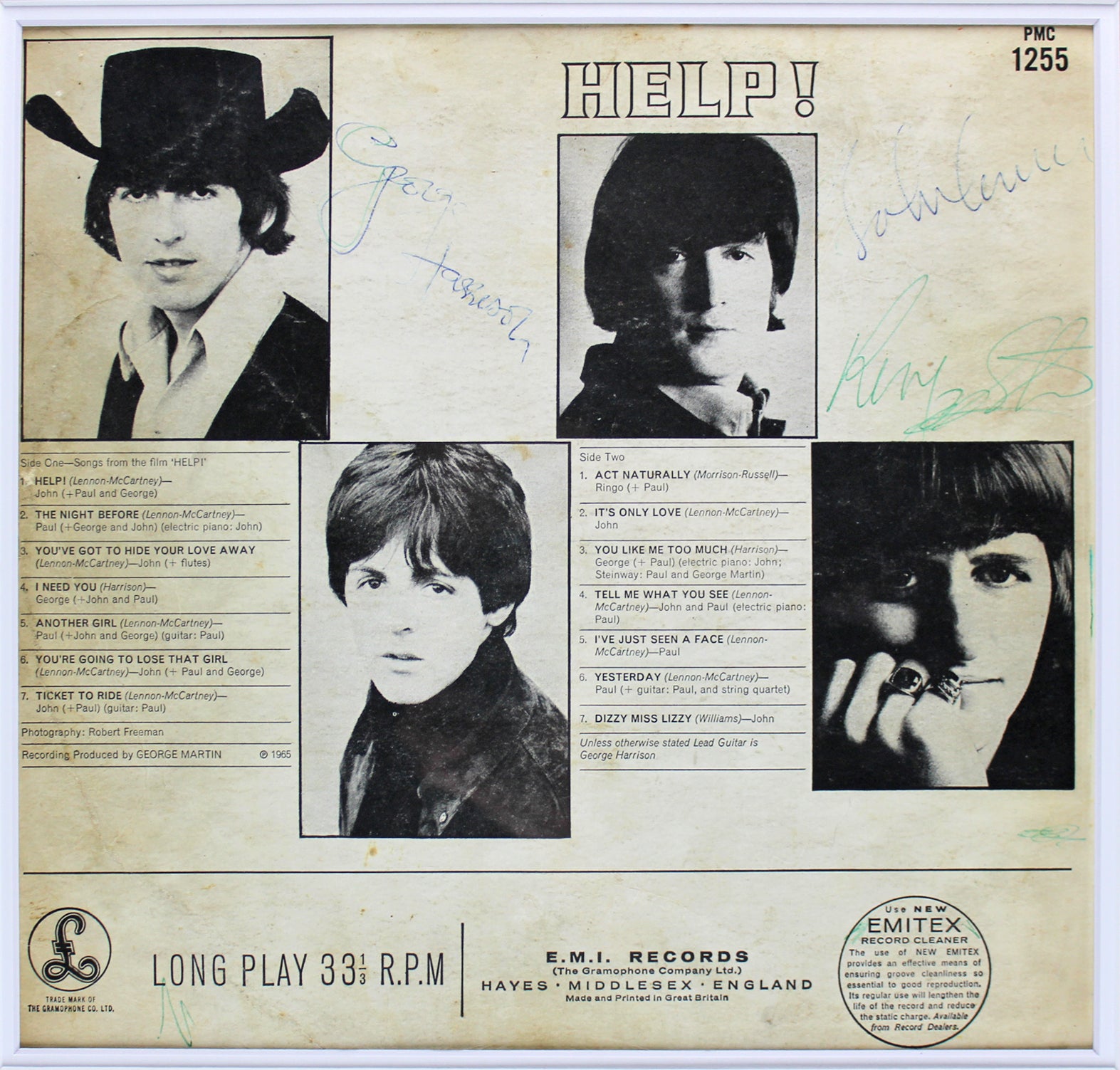 Beatles (4) Lennon, McCartney, Harrison & Starr Signed Framed Display BAS & PSA