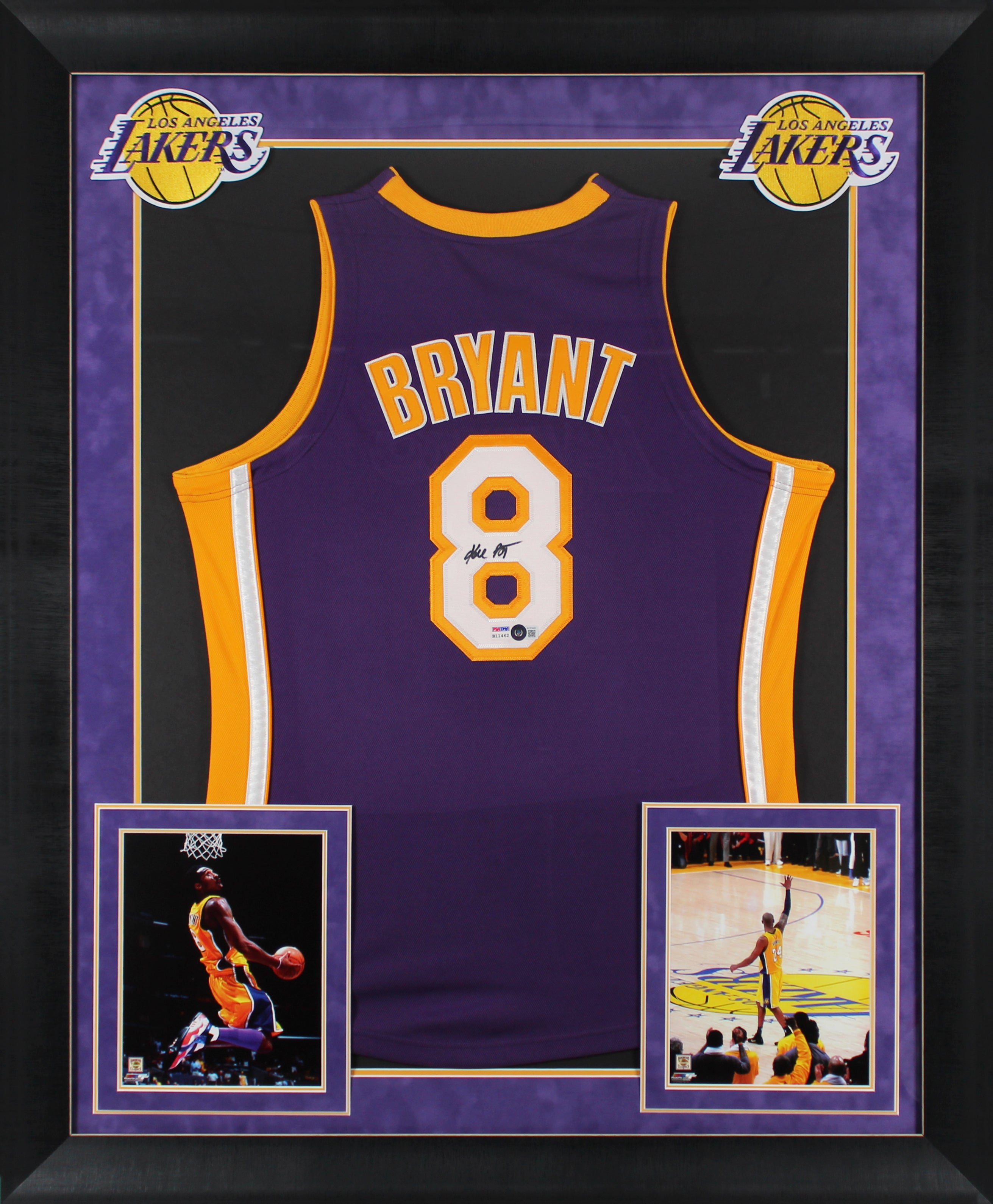 Lakers Kobe Bryant Signed Purple M&N 2000-01 TB HWC Framed Jersey BAS #AC33931