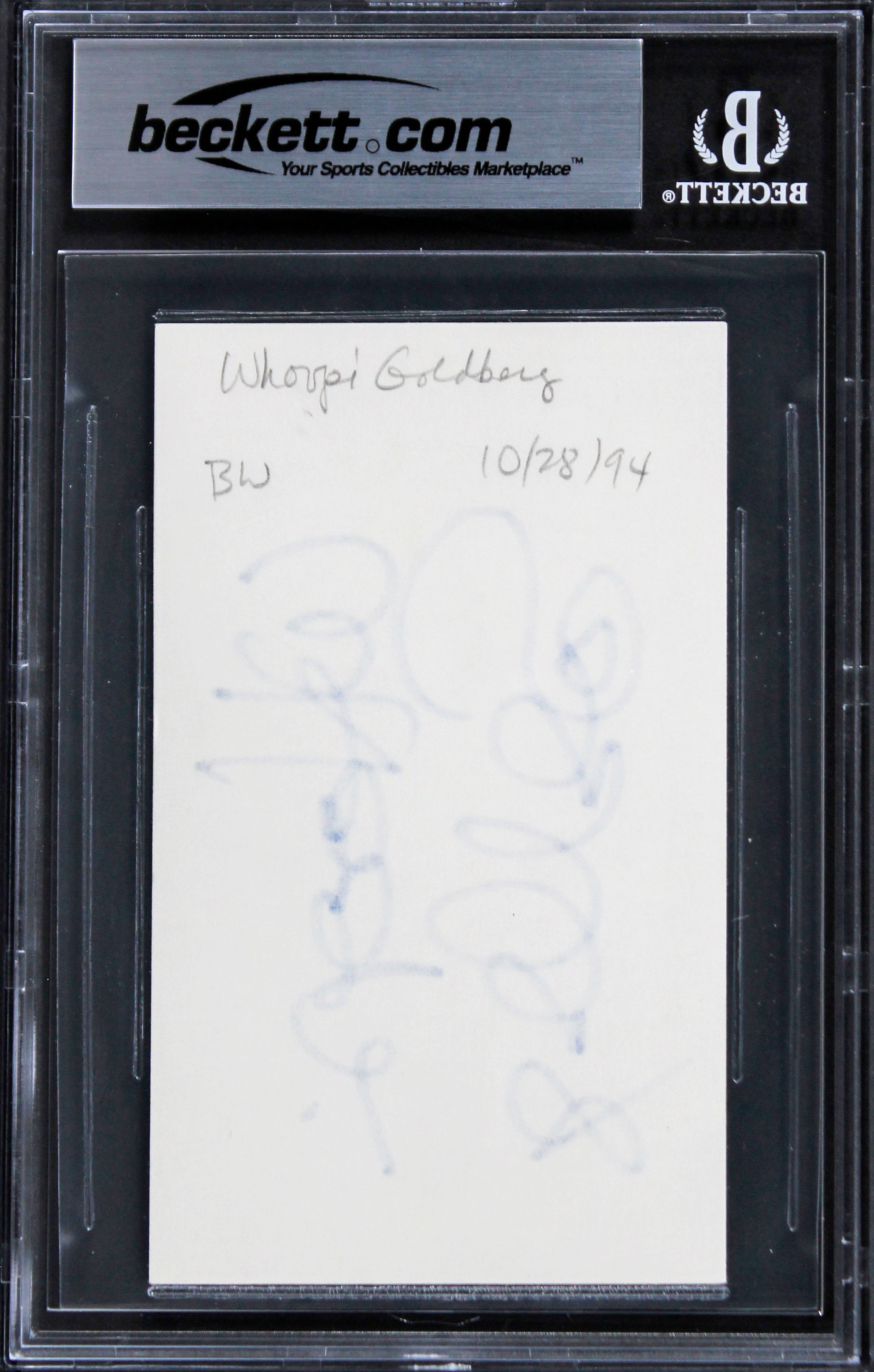 Whoopi Goldberg The View Authentic Signed 3x5 Index Card BAS Slabbed