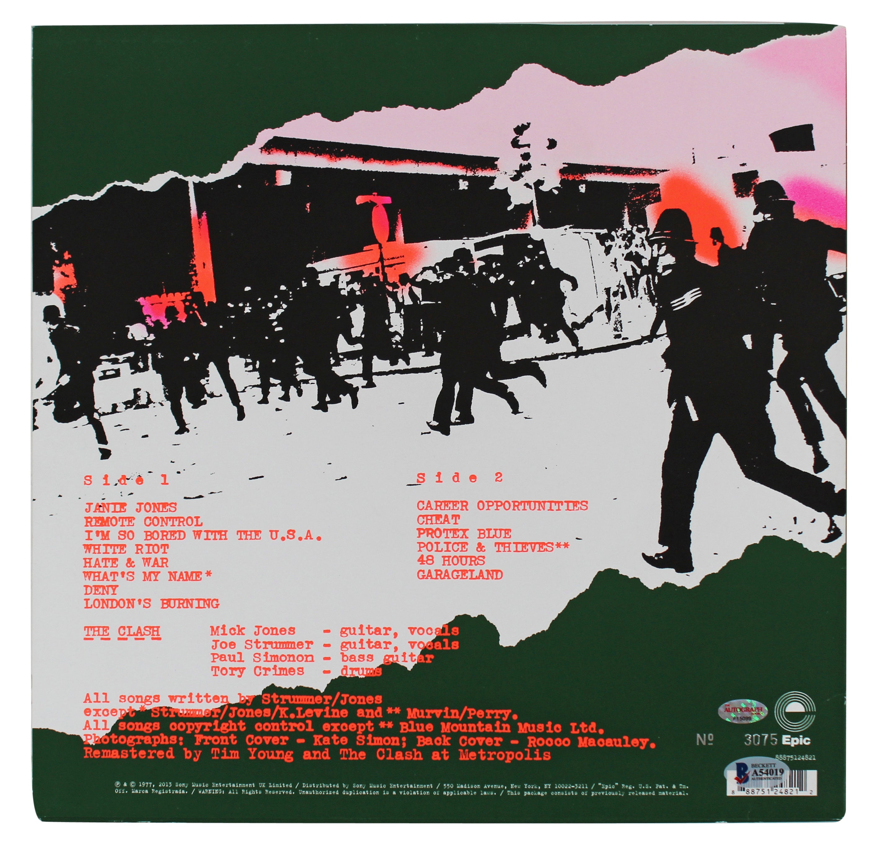The Clash (3) Jones, Simmon, & Headon Signed Self Titled Album Cover BAS #A54019