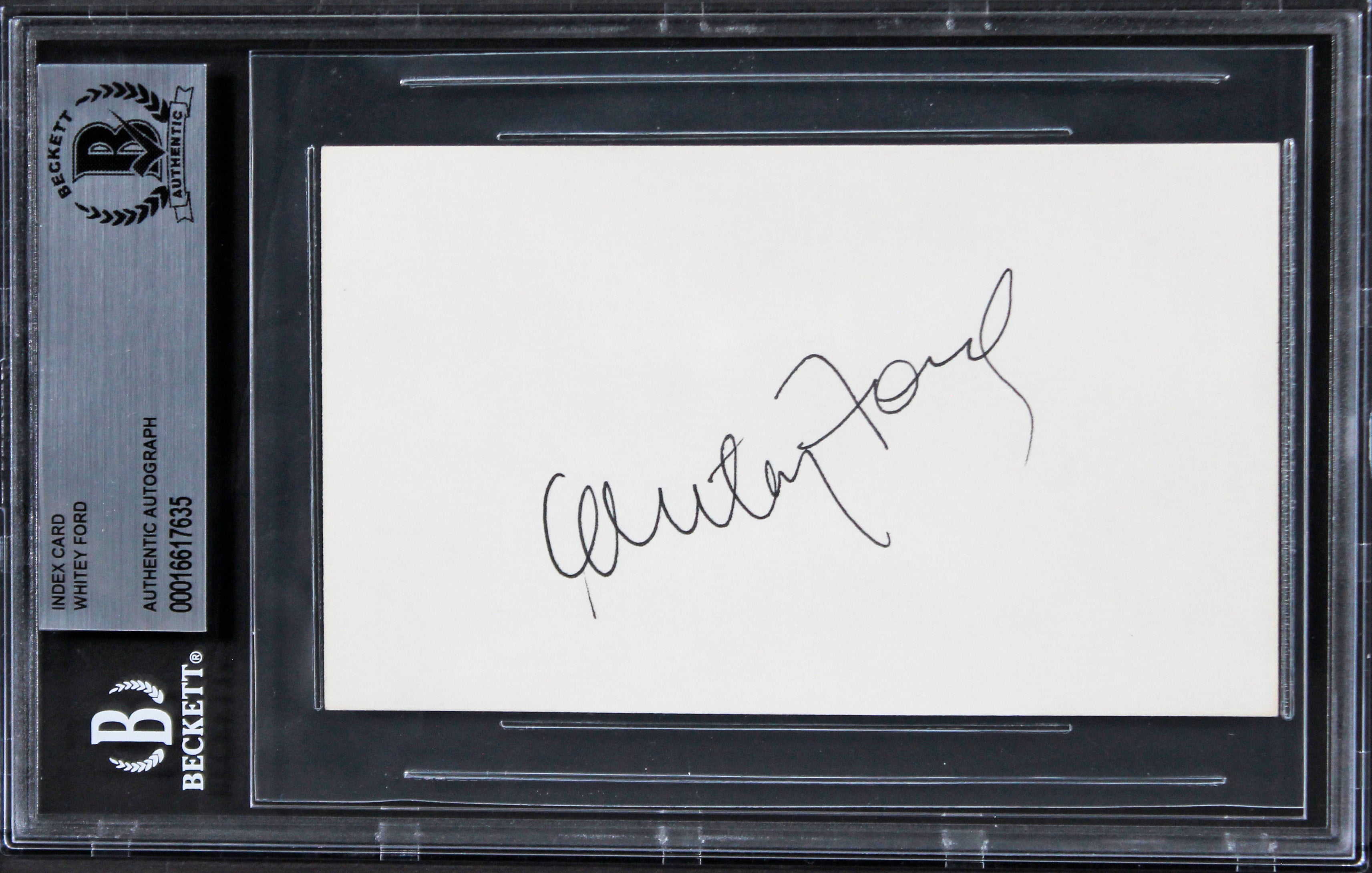 Yankees Whitey Ford Authentic Signed 3x5 Index Card Autographed BAS Slabbed