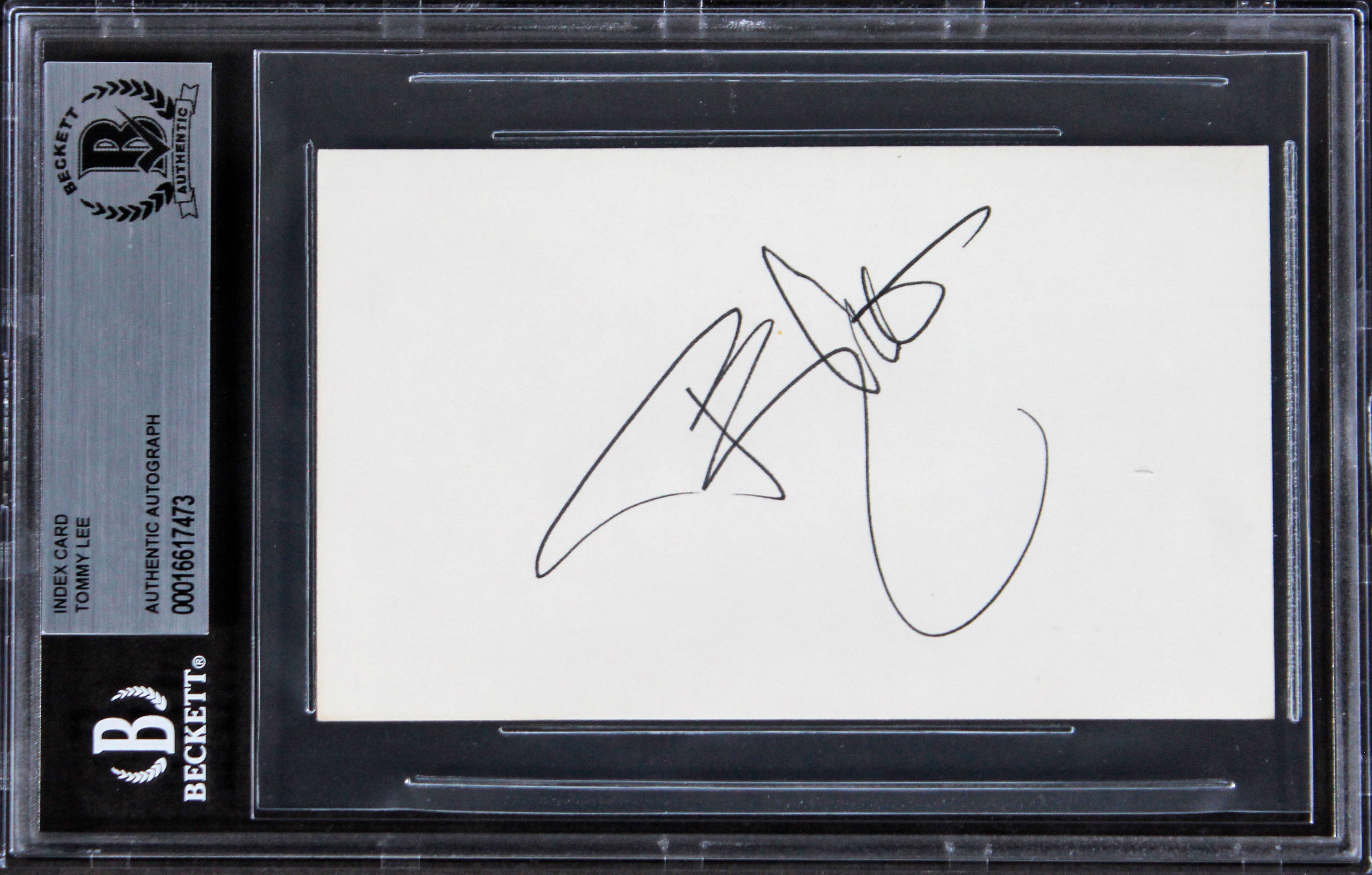 Tommy Lee Motley Crue Authentic Signed 3x5 Index Card Autographed BAS Slabbed