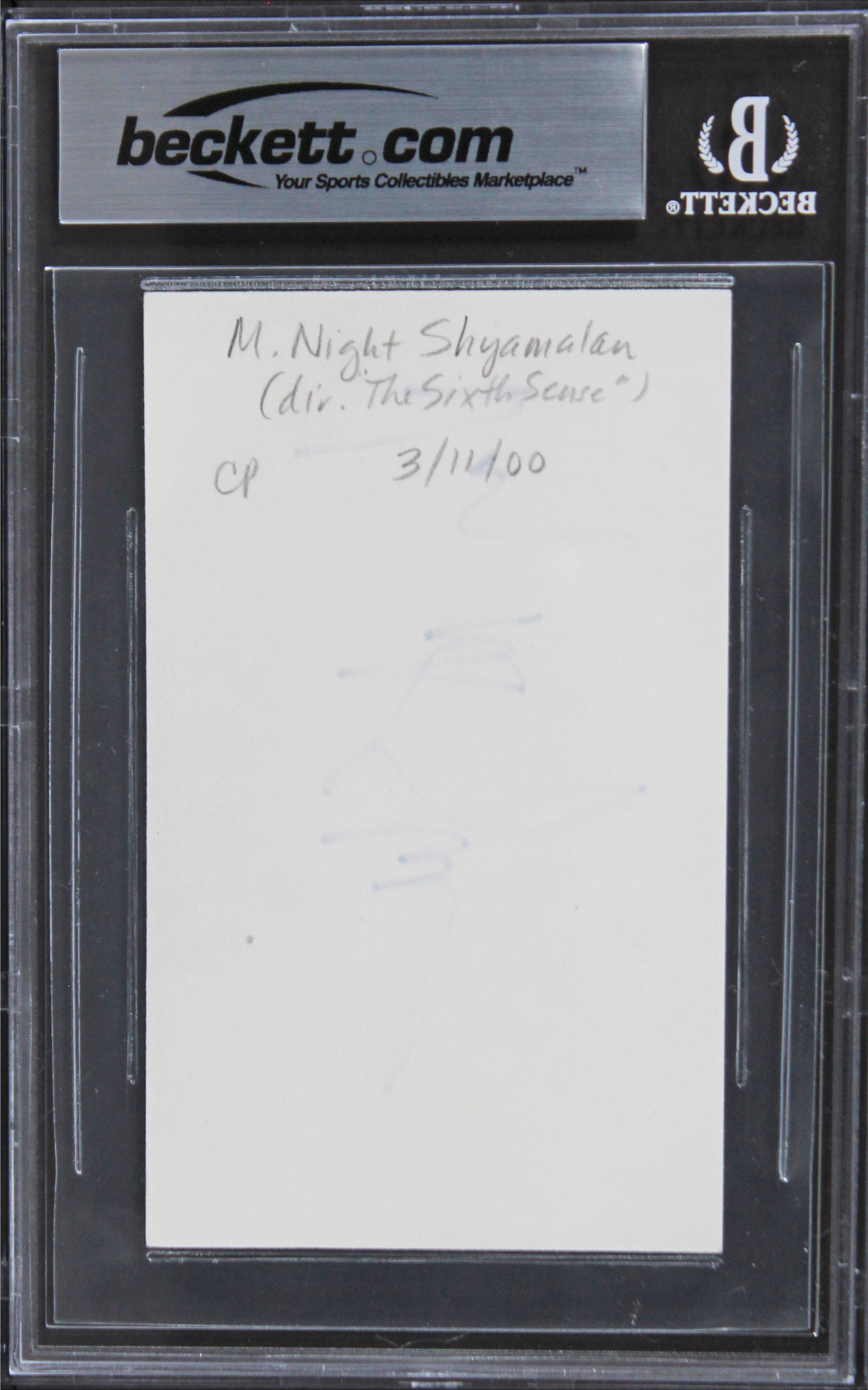 M. Night Shyamalan The Sixth Sense Authentic Signed 3x5 Index Card BAS Slabbed 2