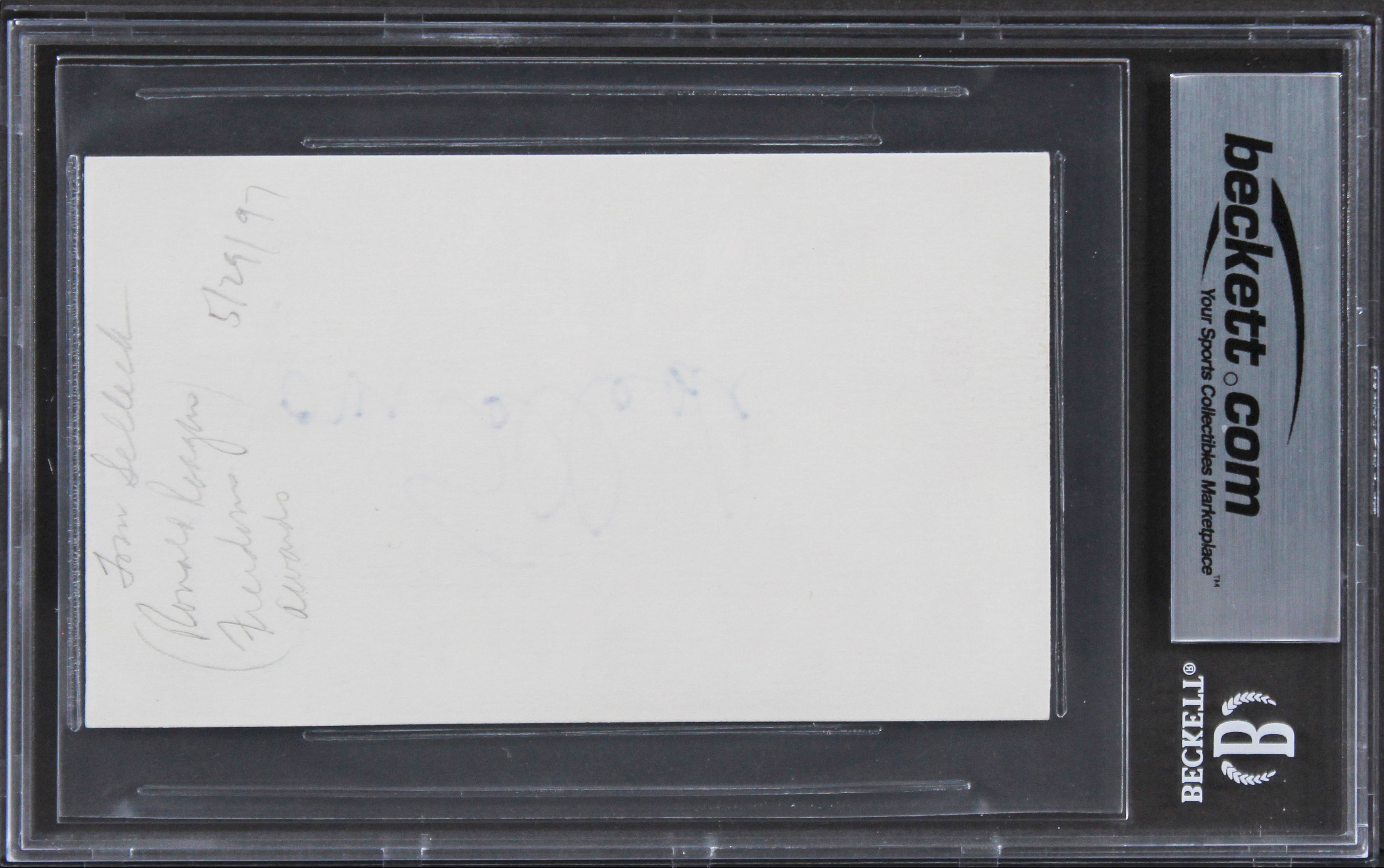 Tom Selleck Magnum P.I. Authentic Signed 3x5 Index Card Autographed BAS Slabbed