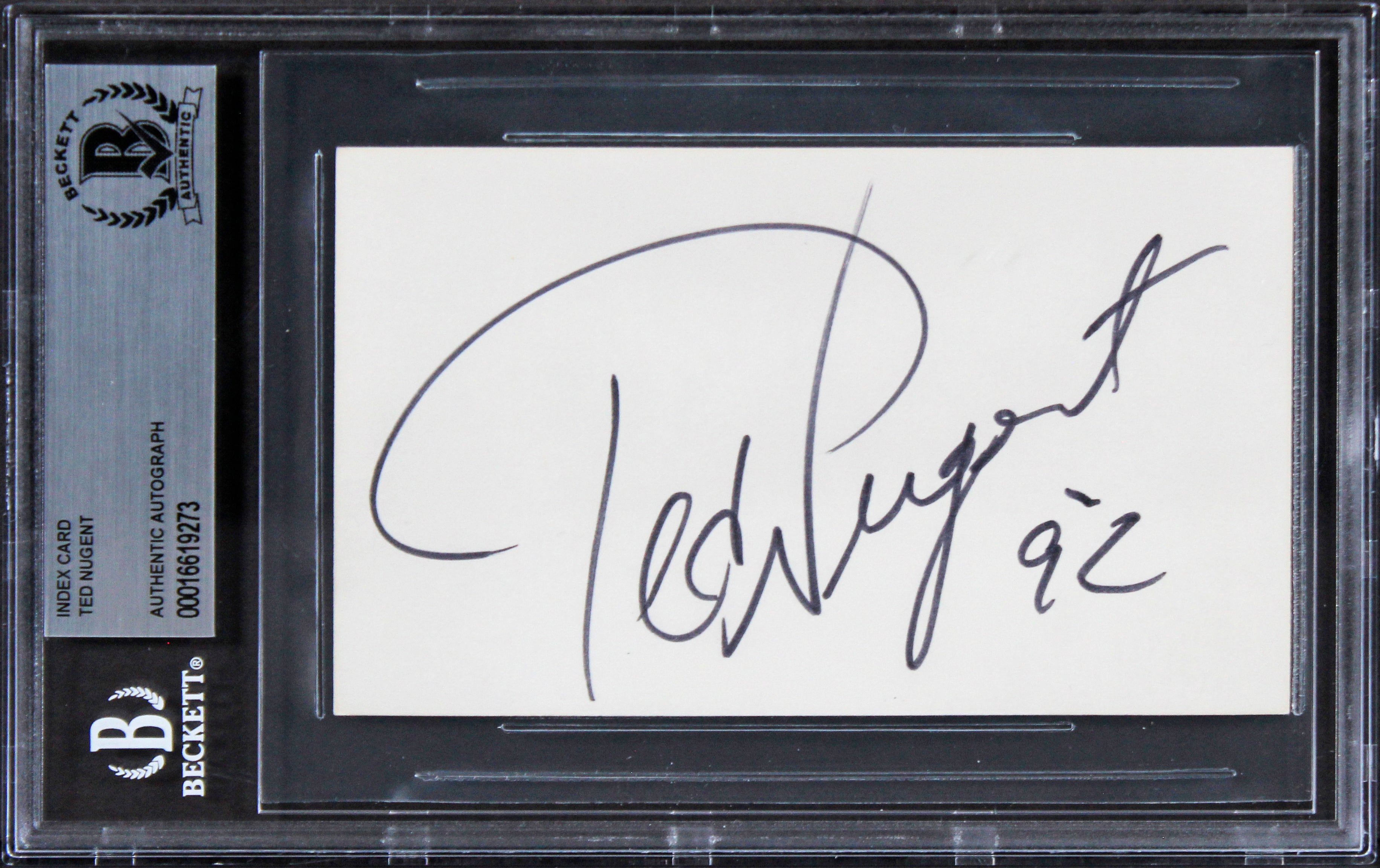 Ted Nugent Musician Authentic Signed 3x5 Index Card Autographed BAS Slabbed