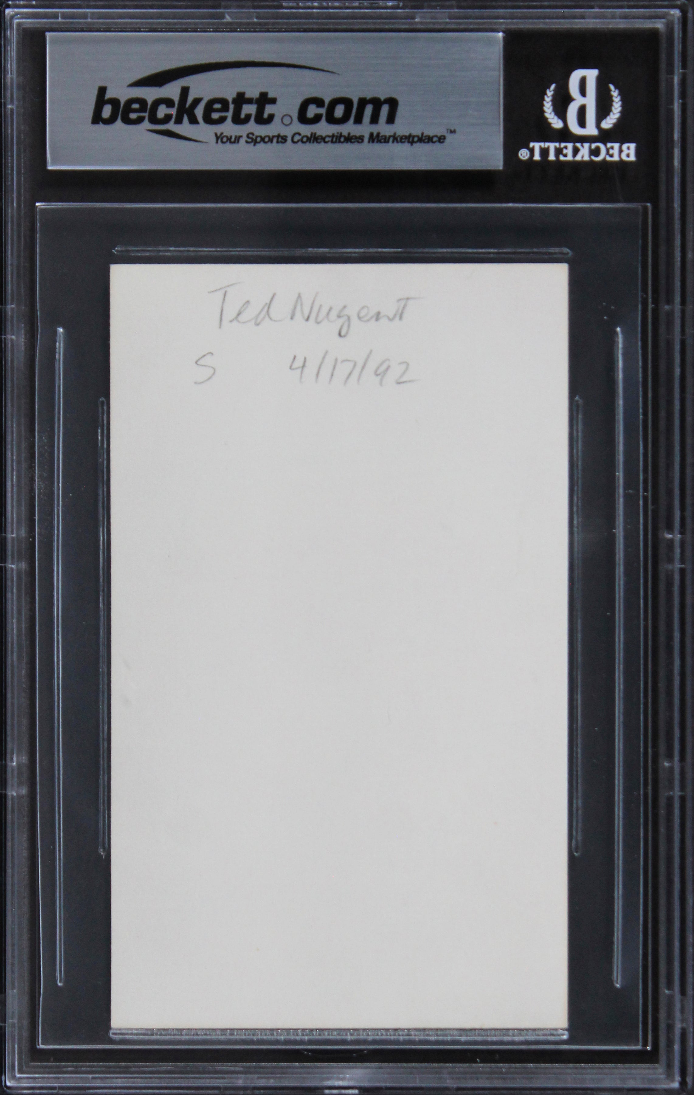 Ted Nugent Musician Authentic Signed 3x5 Index Card Autographed BAS Slabbed