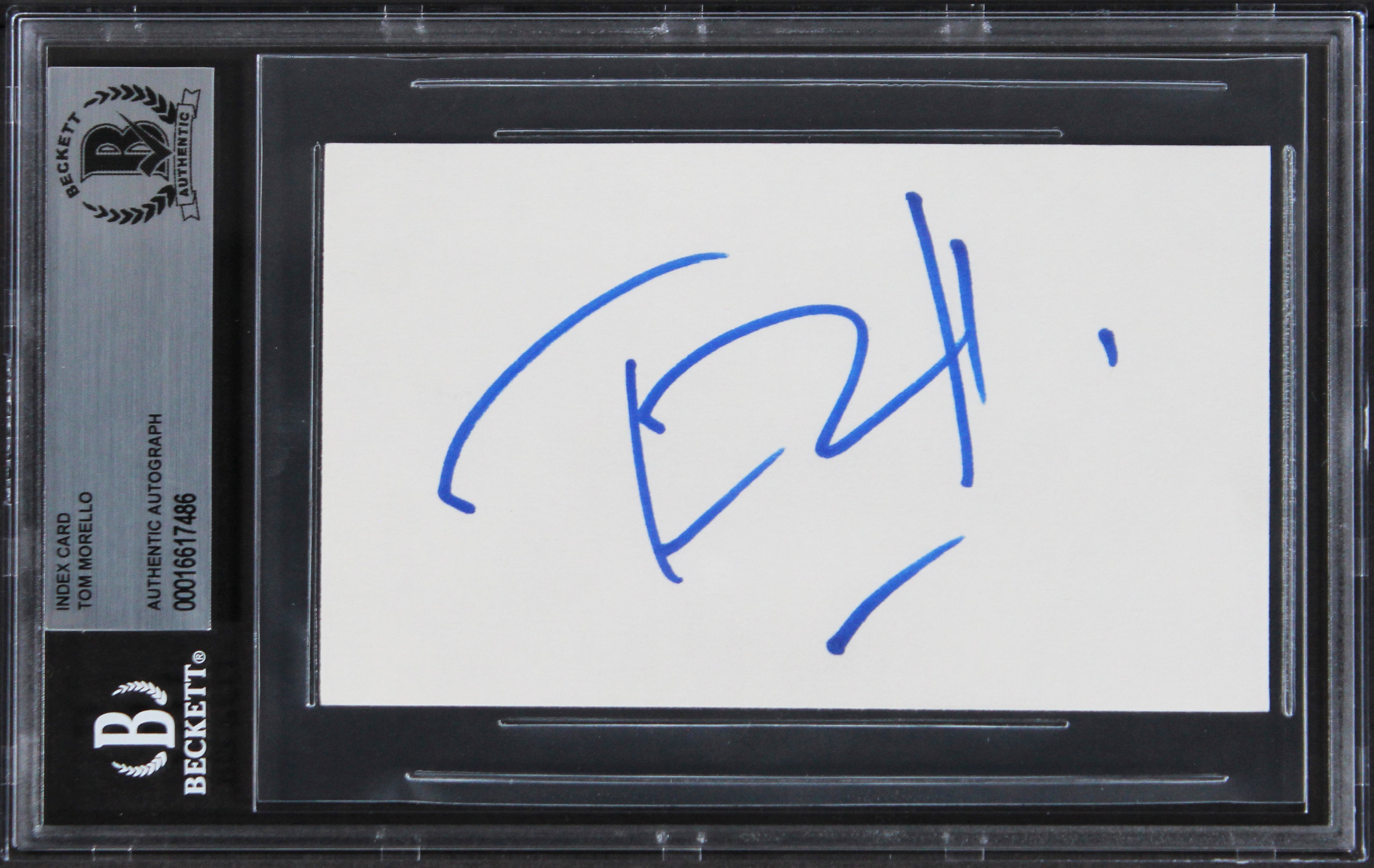 Tom Morello Rage Against the Machine Signed 3x5 Index Card BAS Slabbed
