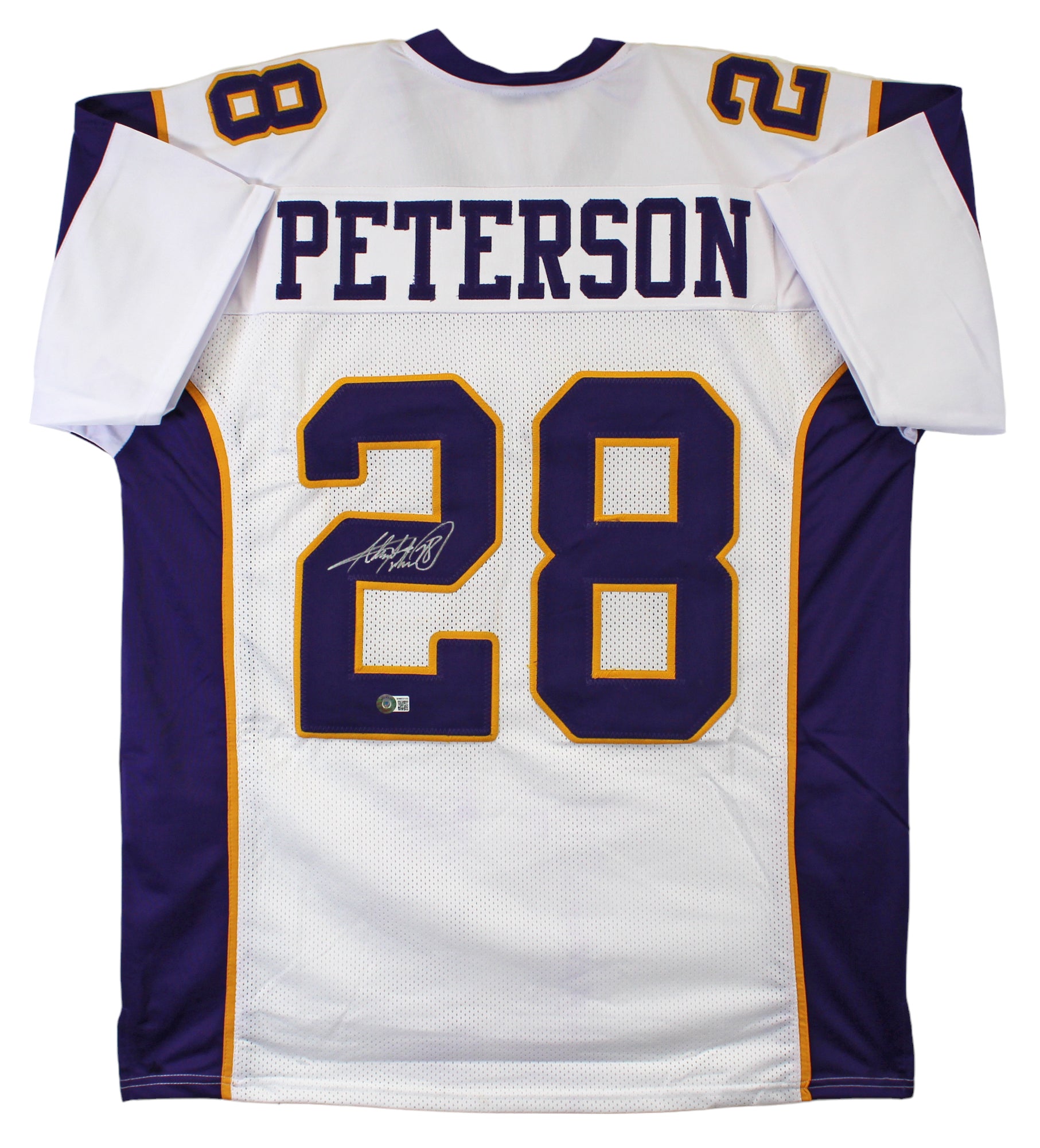 Adrian Peterson Authentic Signed White Pro Style Jersey BAS Witnessed 2