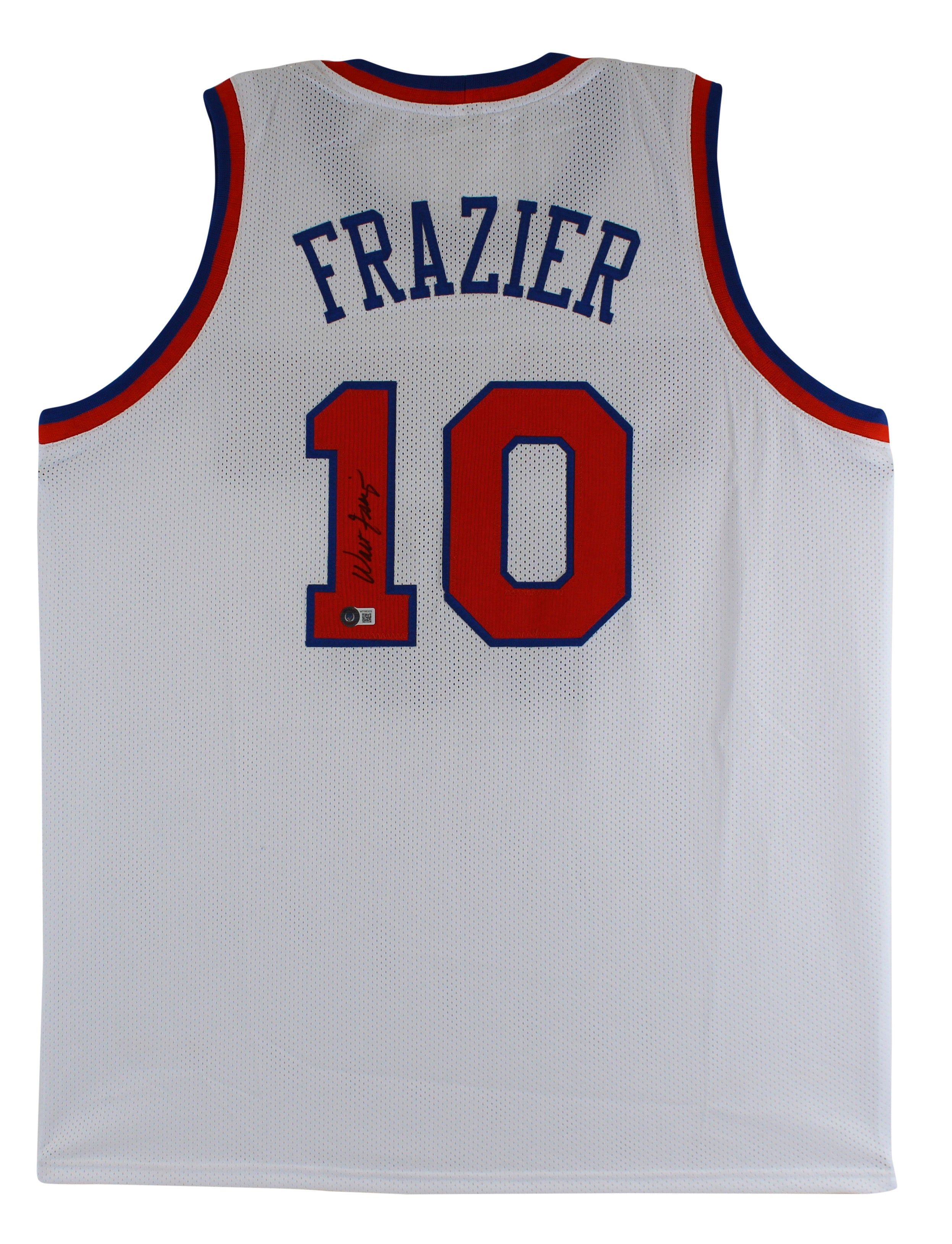 Walt Frazier Authentic Signed White Pro Style Jersey Autographed BAS Witnessed