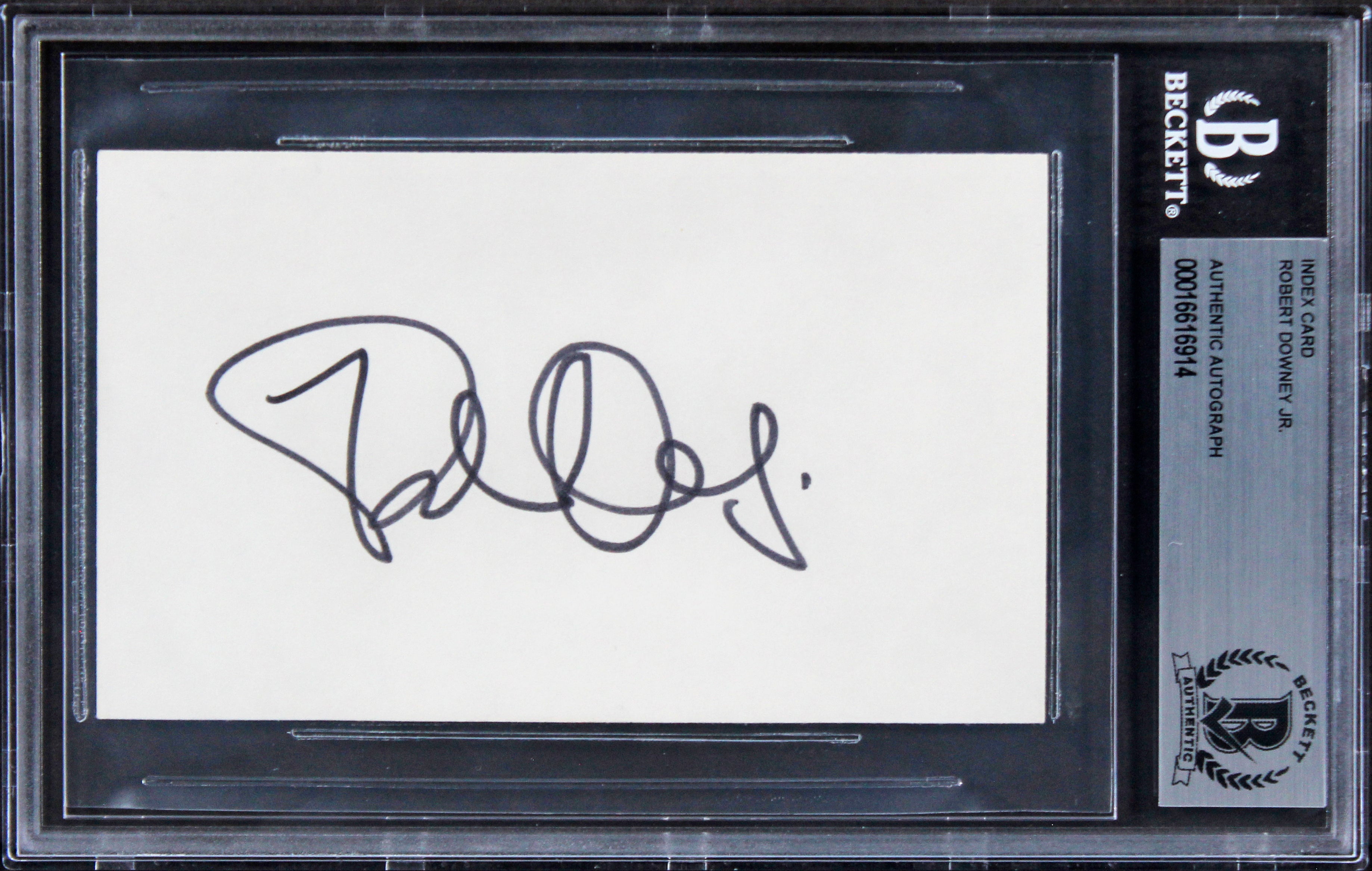 Robert Downey Jr Iron Man Authentic Signed 3x5 Index Card BAS Slabbed