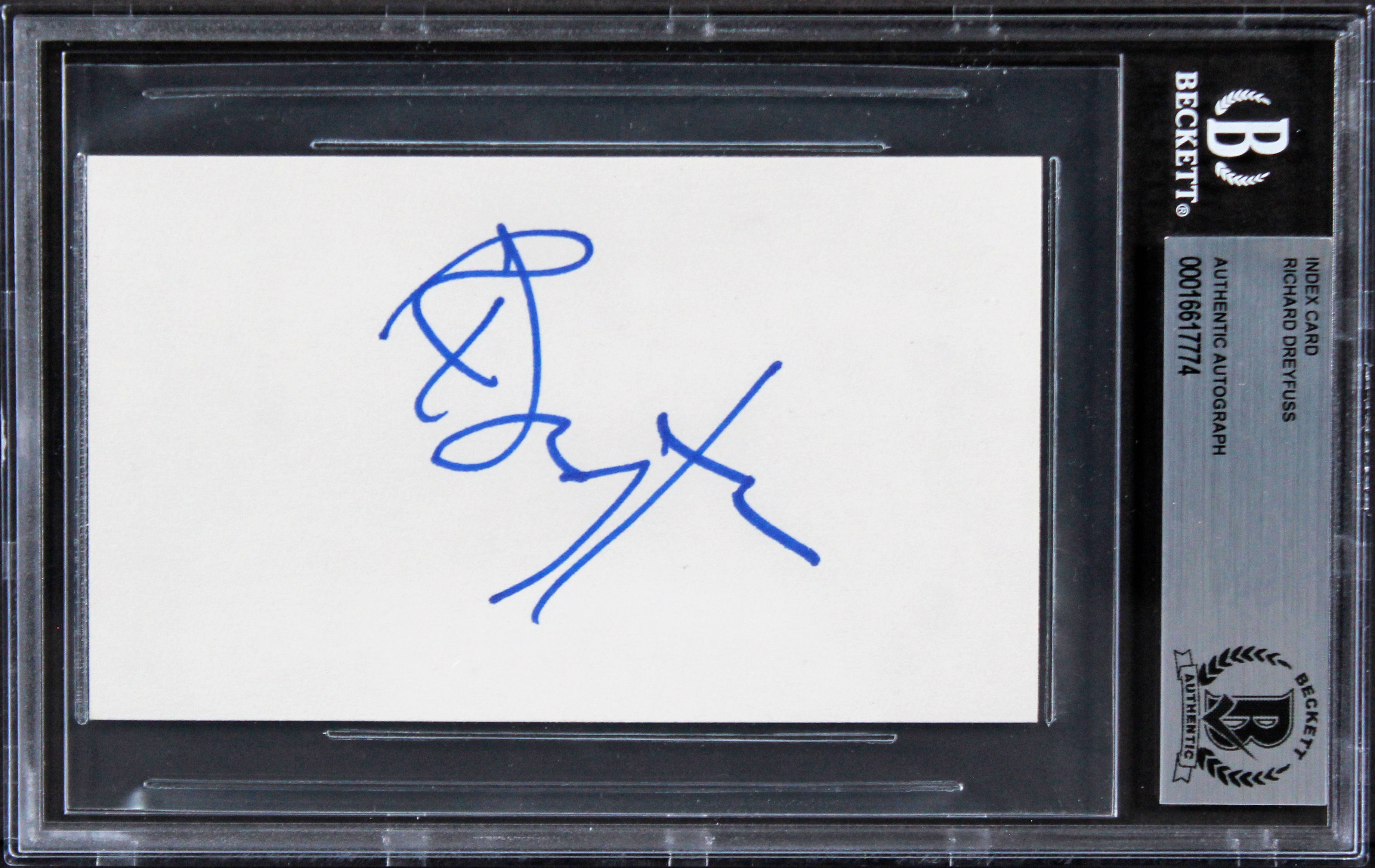 Richard Dreyfuss Jaws Authentic Signed 3x5 Index Card Autographed BAS Slabbed