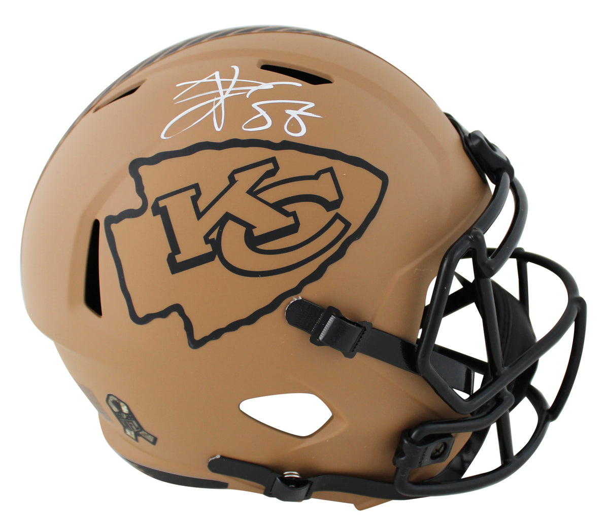 Chiefs Travis Kelce Signed Salute To Service II F/S Speed Rep Helmet BAS Witness