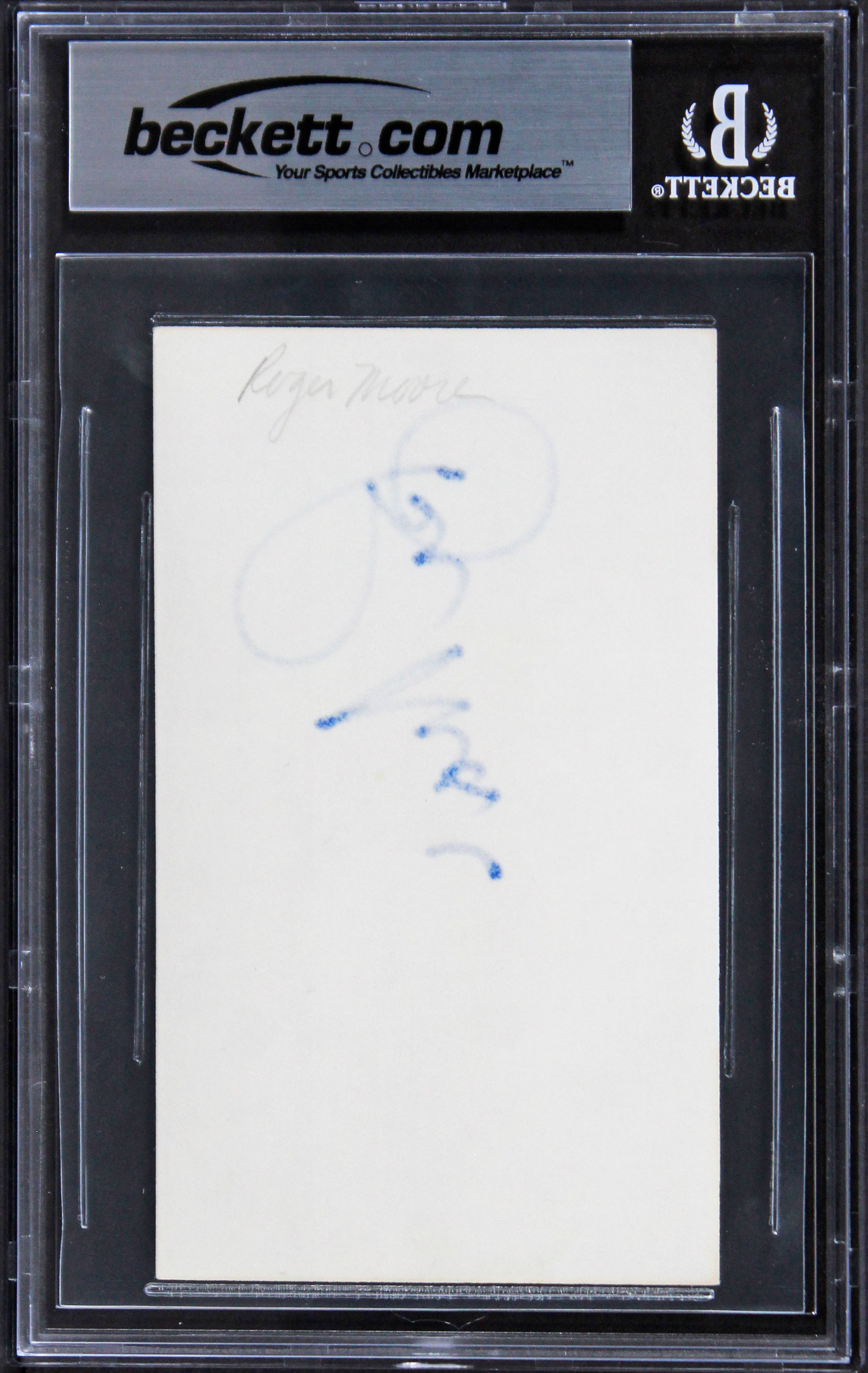 Roger Moore James Bond Authentic Signed 3x5 Index Card Autographed BAS Slabbed 2