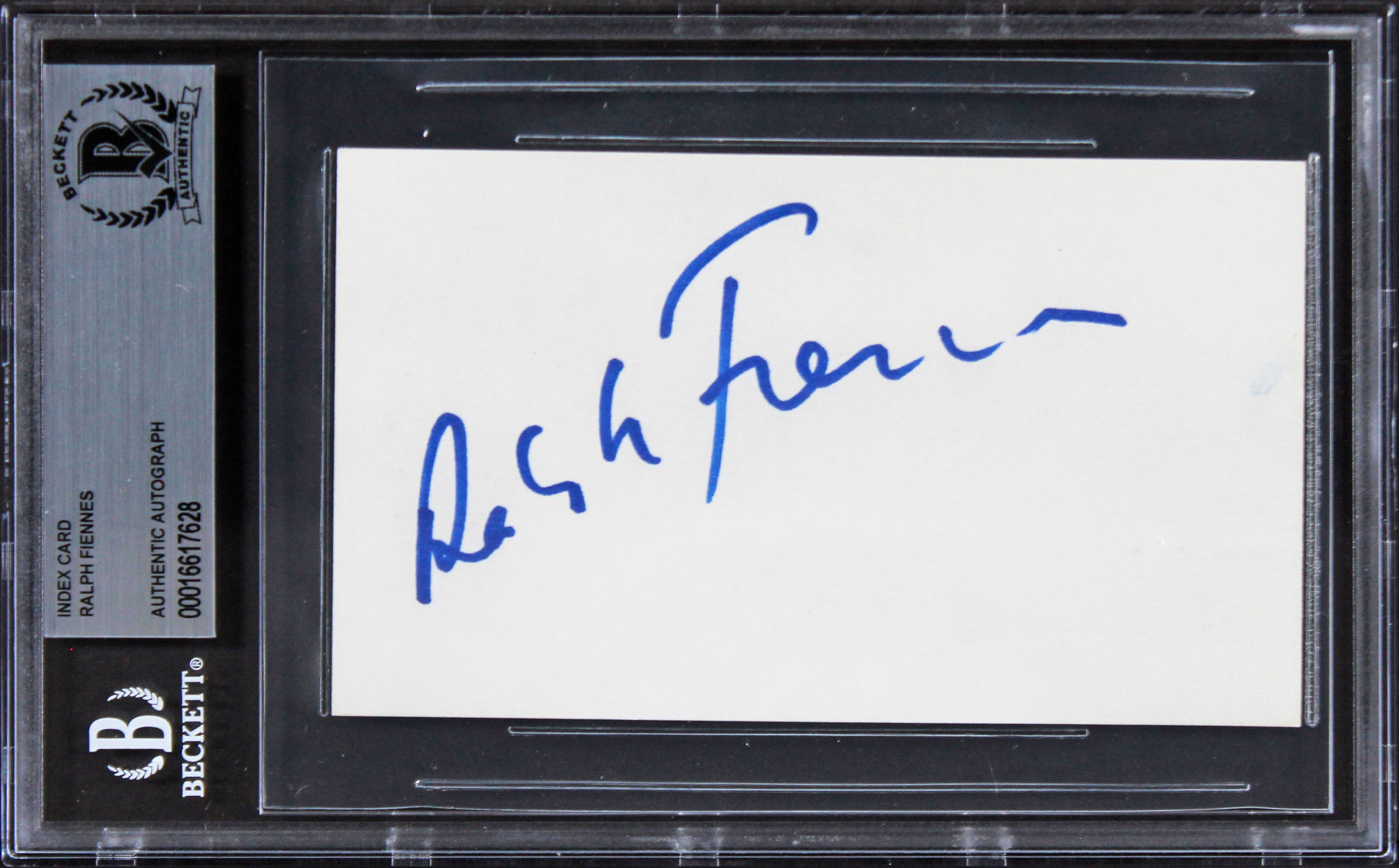 Ralph Fiennes Schindler's List Authentic Signed 3x5 Index Card BAS Slabbed 3