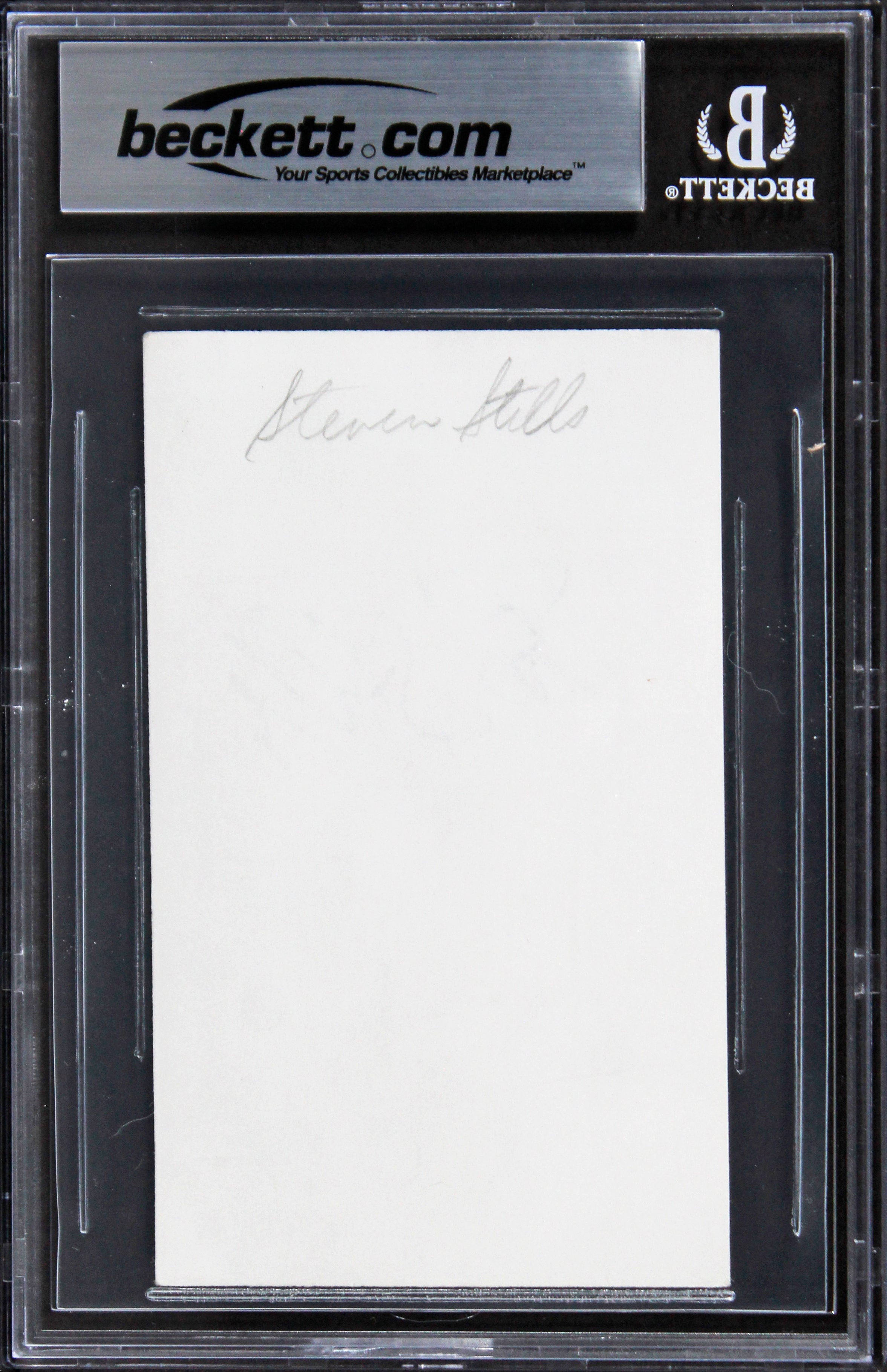 Stephen Stills Buffalo Springfield Authentic Signed 3x5 Index Card BAS Slabbed 1