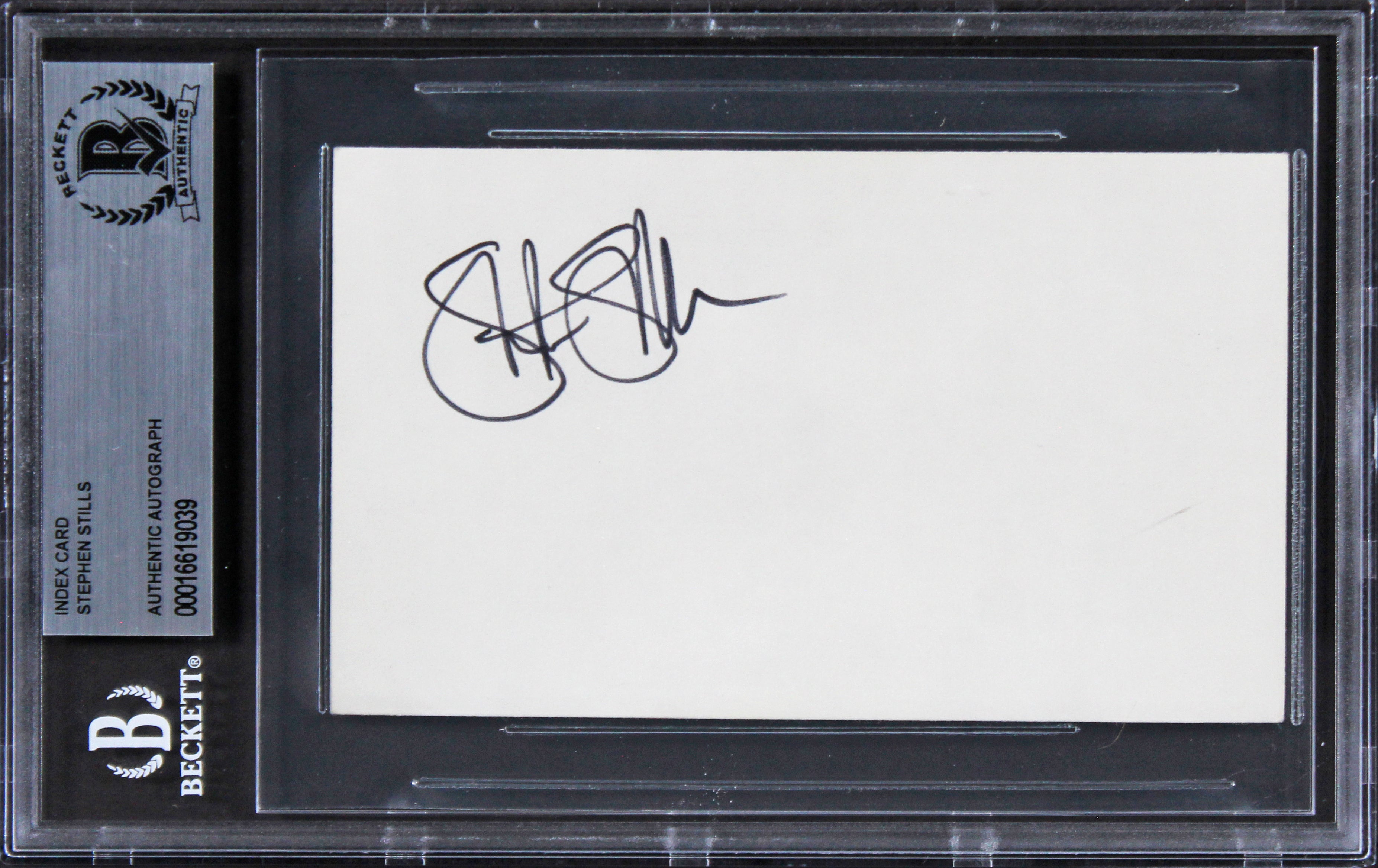 Stephen Stills Buffalo Springfield Authentic Signed 3x5 Index Card BAS Slabbed 2