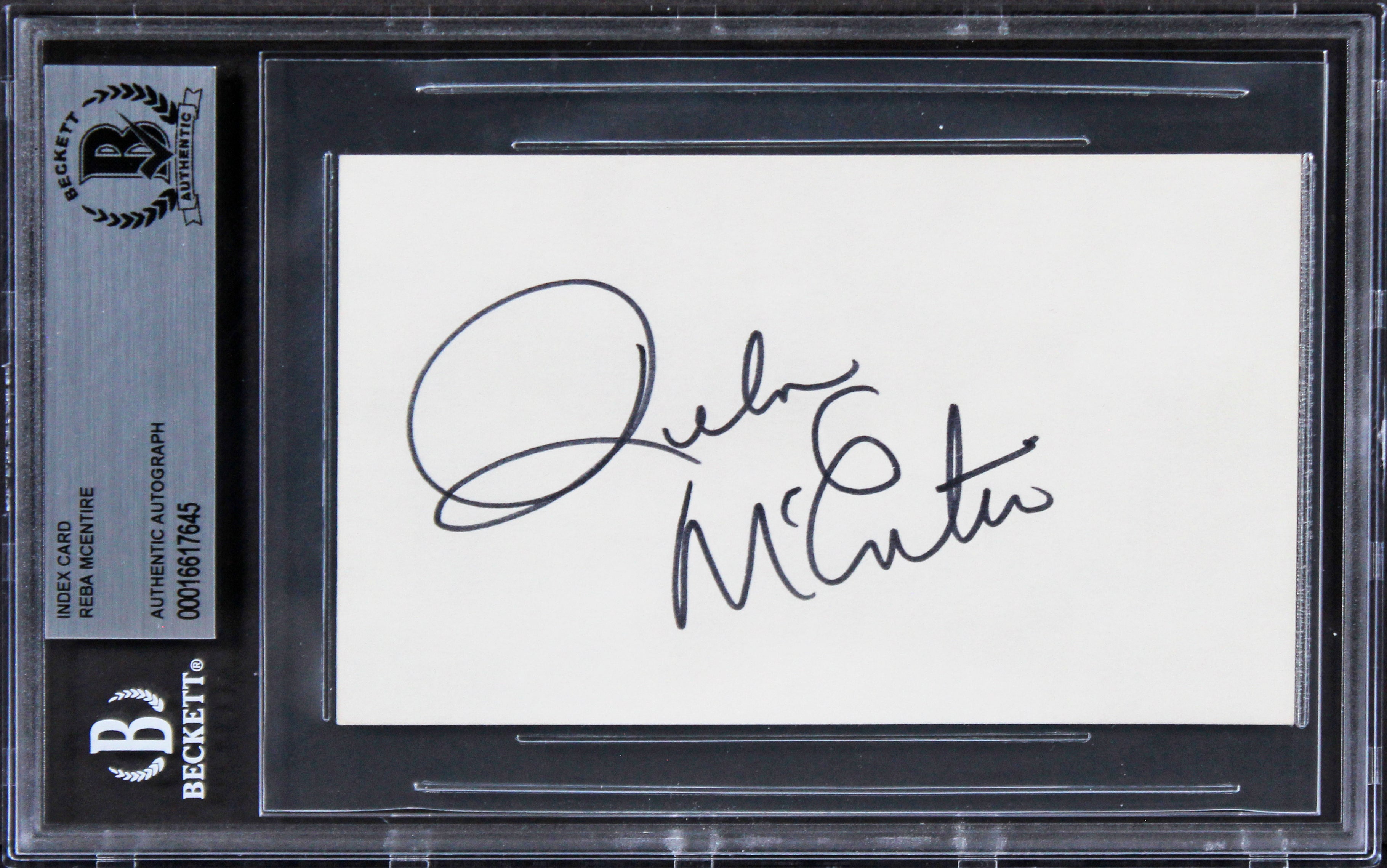 Reba Mcentire The Voice Authentic Signed 3x5 Index Card Autographed BAS Slabbed
