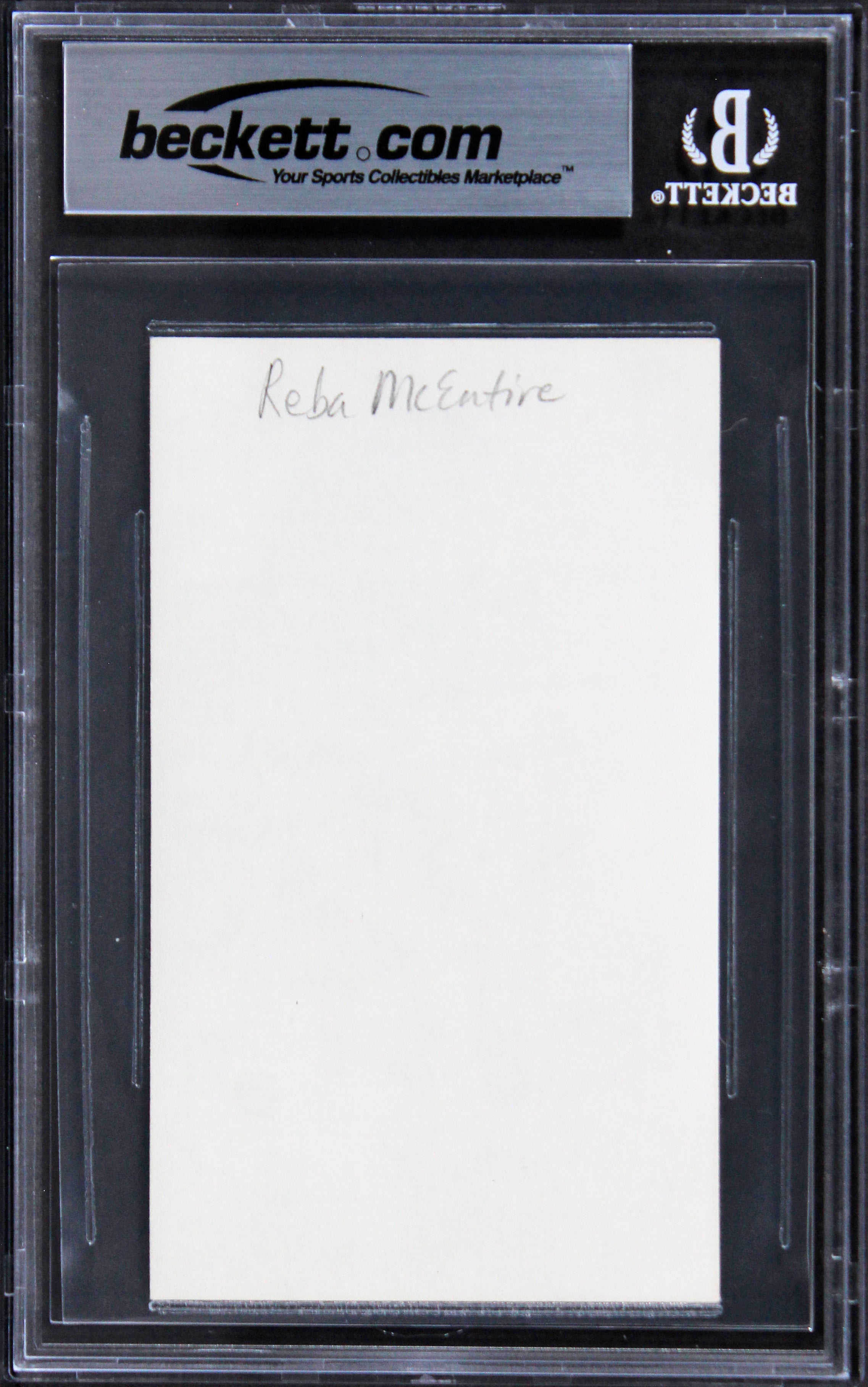 Reba Mcentire The Voice Authentic Signed 3x5 Index Card Autographed BAS Slabbed