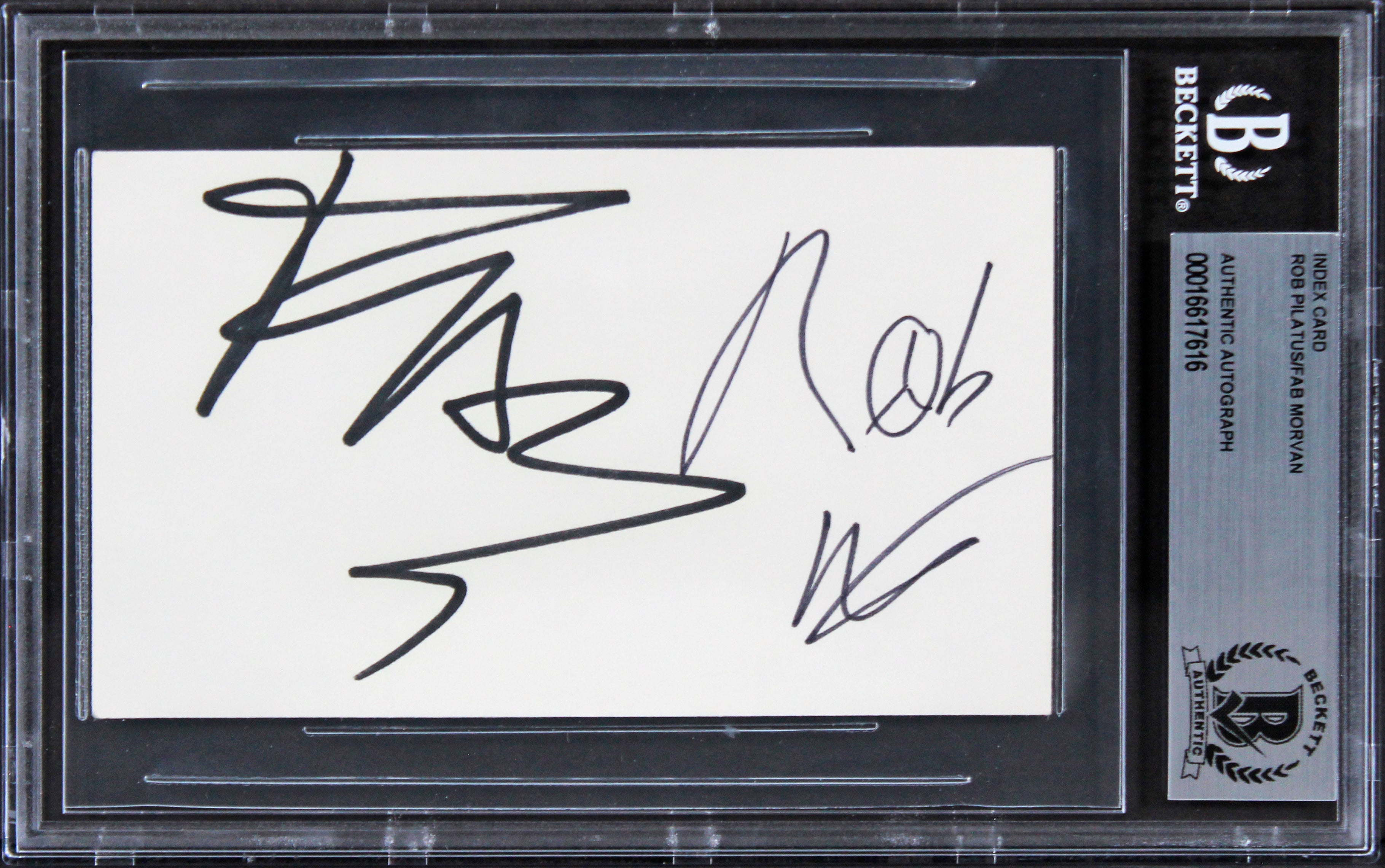 Rob Pilatus & Fab Morvan Milli Vanilli Signed 3x5 Index Card BAS Slabbed