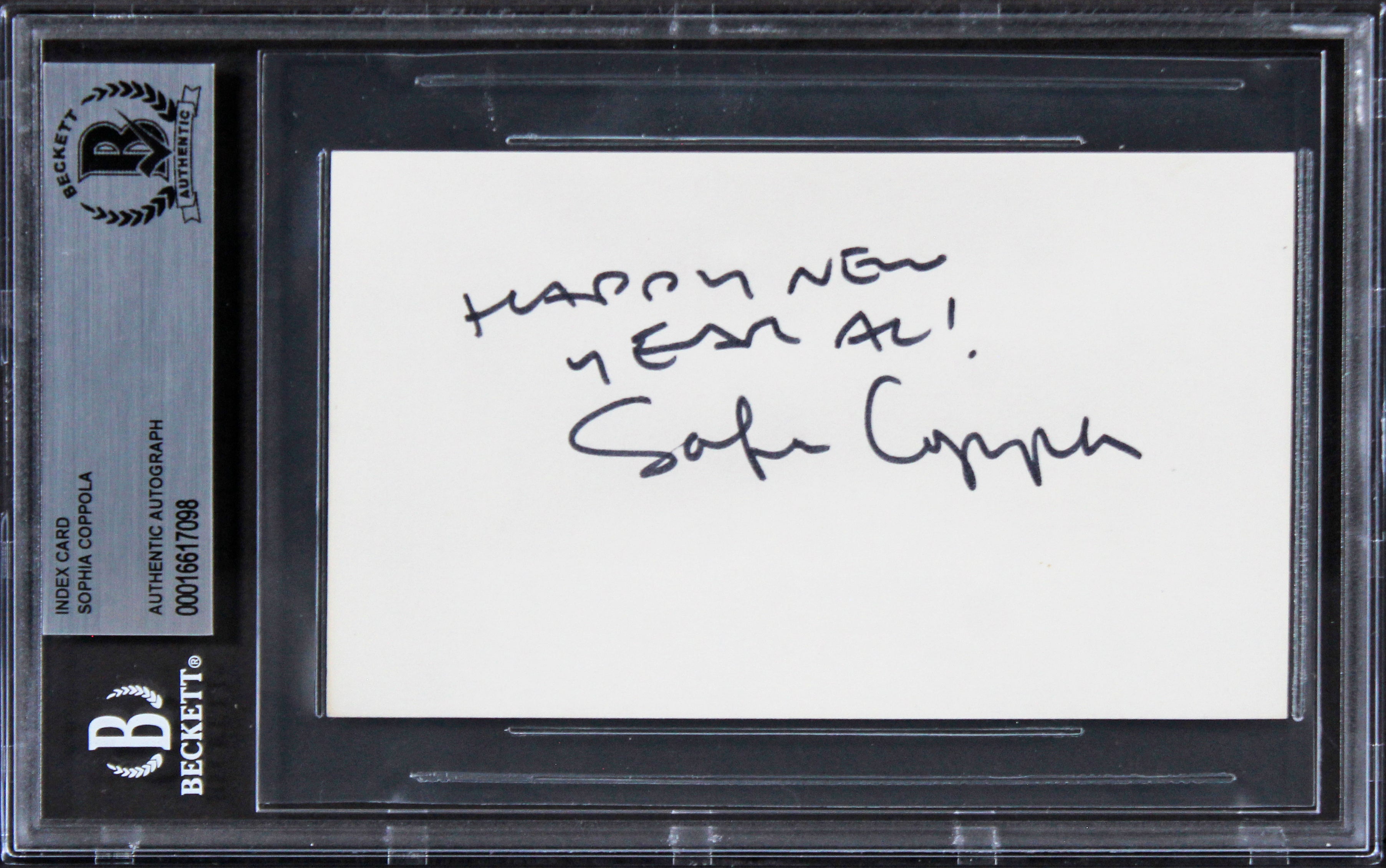 Sophia Coppola Lost in Translation Signed 3x5 Index Card BAS Slabbed