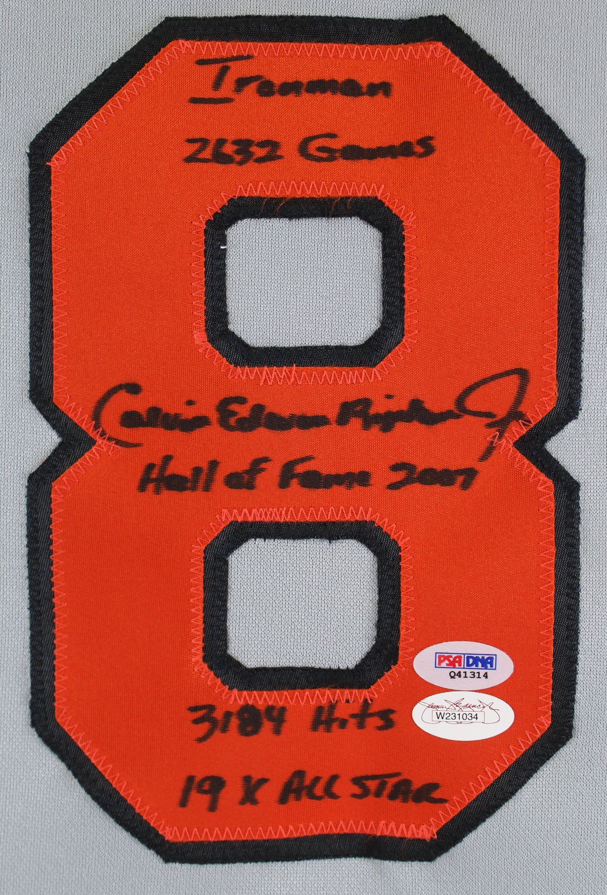 Cal Ripken Jr. Full Name Stat Authentic Signed Grey Jersey JSA & PSA/DNA
