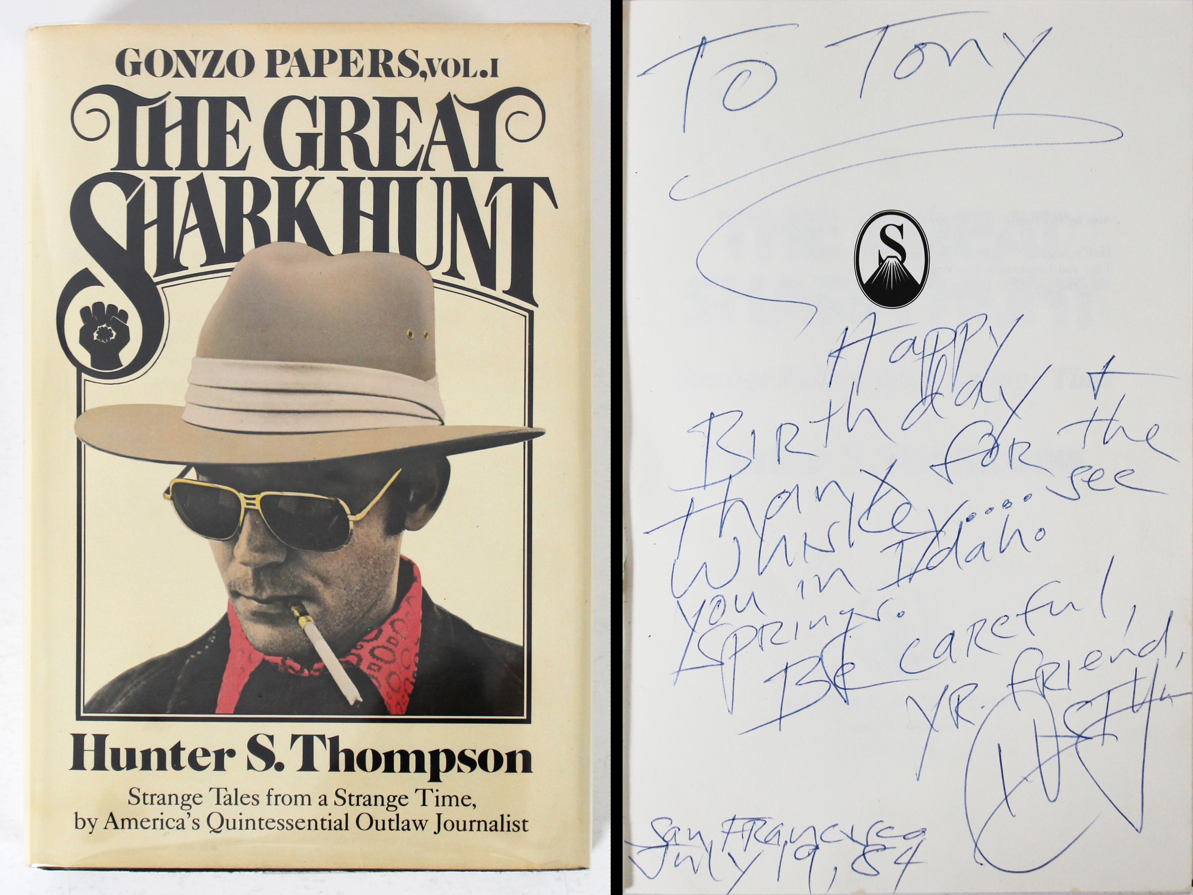 Hunter S. Thompson Signed The Great Shark Hunt First Edition Book BAS #AD04276