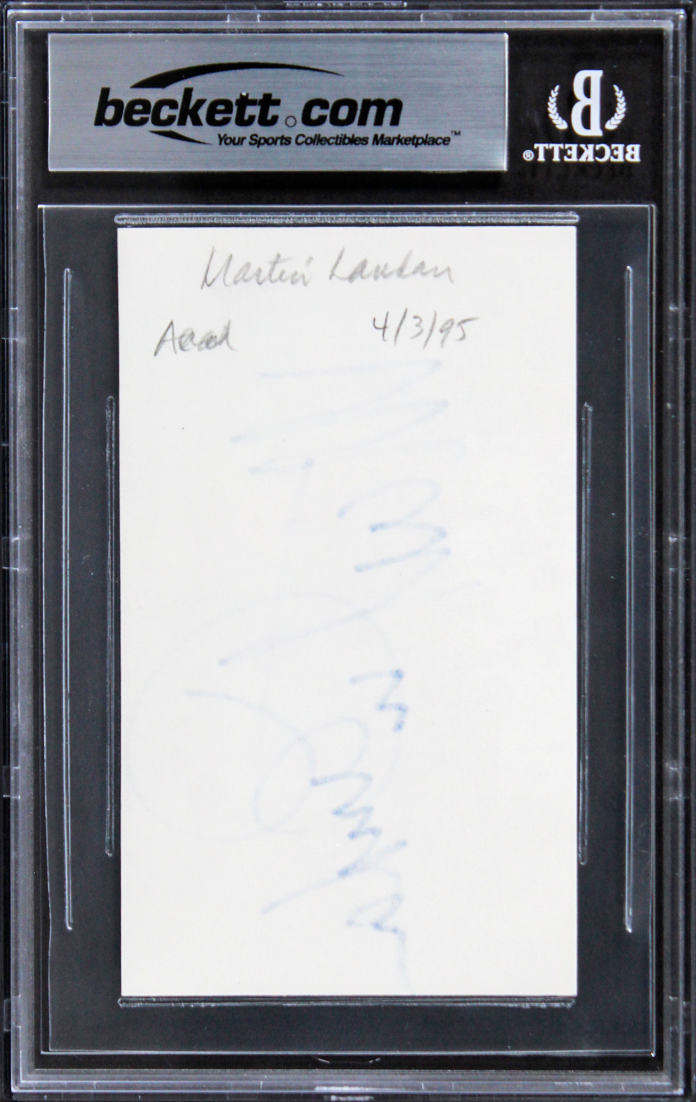 Martin Landau Crimes and Misdemeanors Signed 3x5 Index Card BAS Slabbed 2