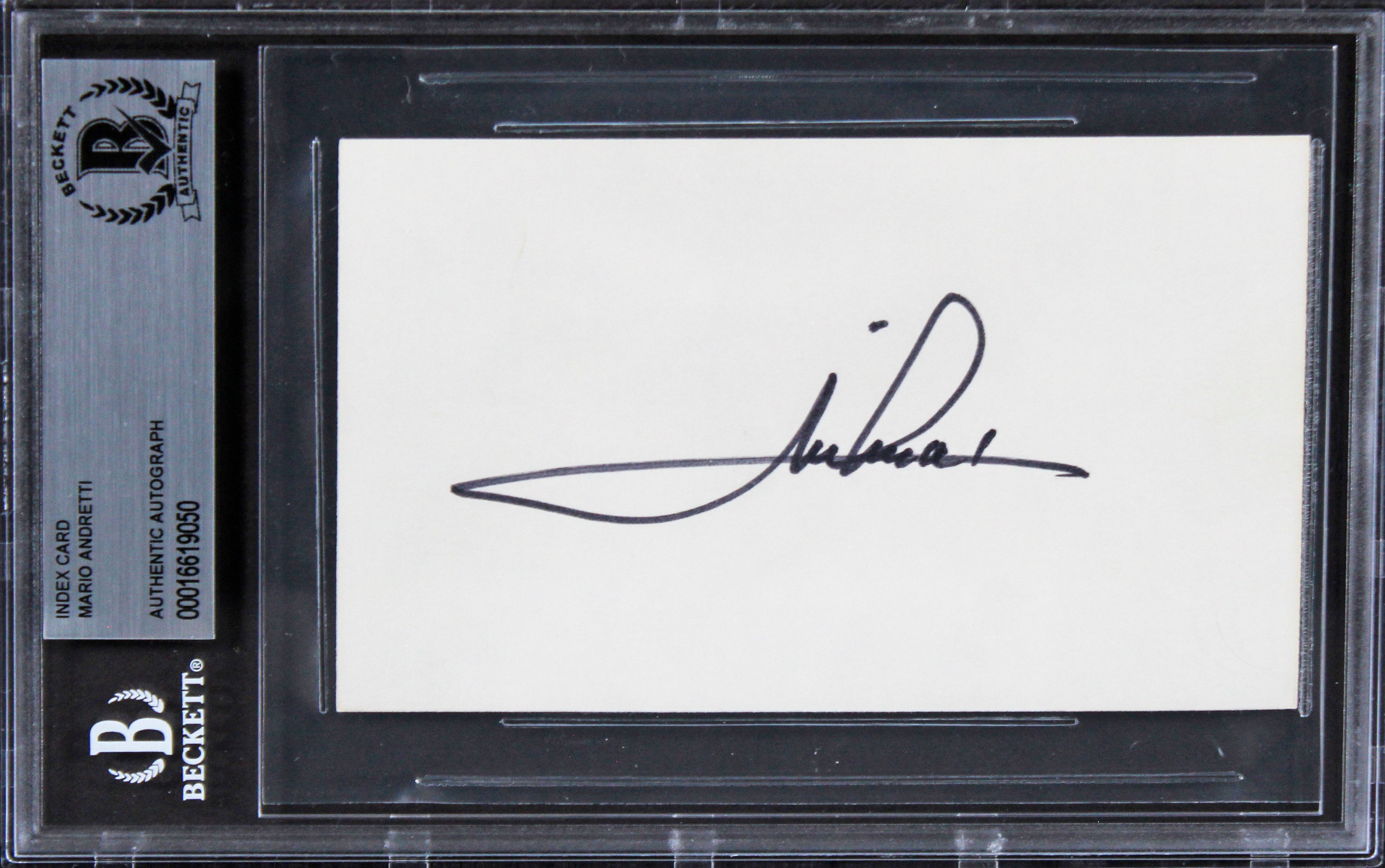 NASCAR Mario Andretti Authentic Signed 3x5 Index Card BAS Slabbed 1