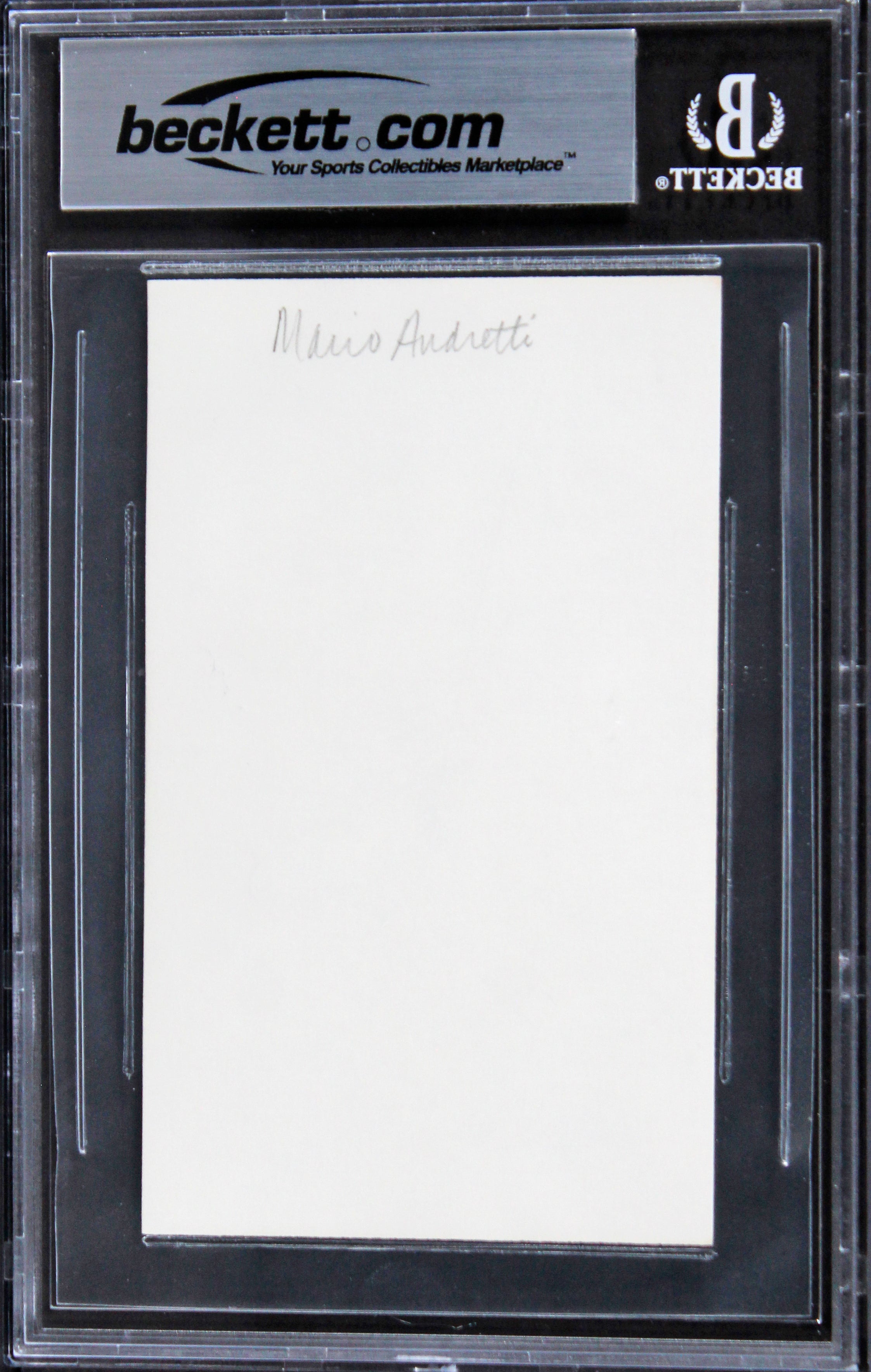 NASCAR Mario Andretti Authentic Signed 3x5 Index Card BAS Slabbed 2