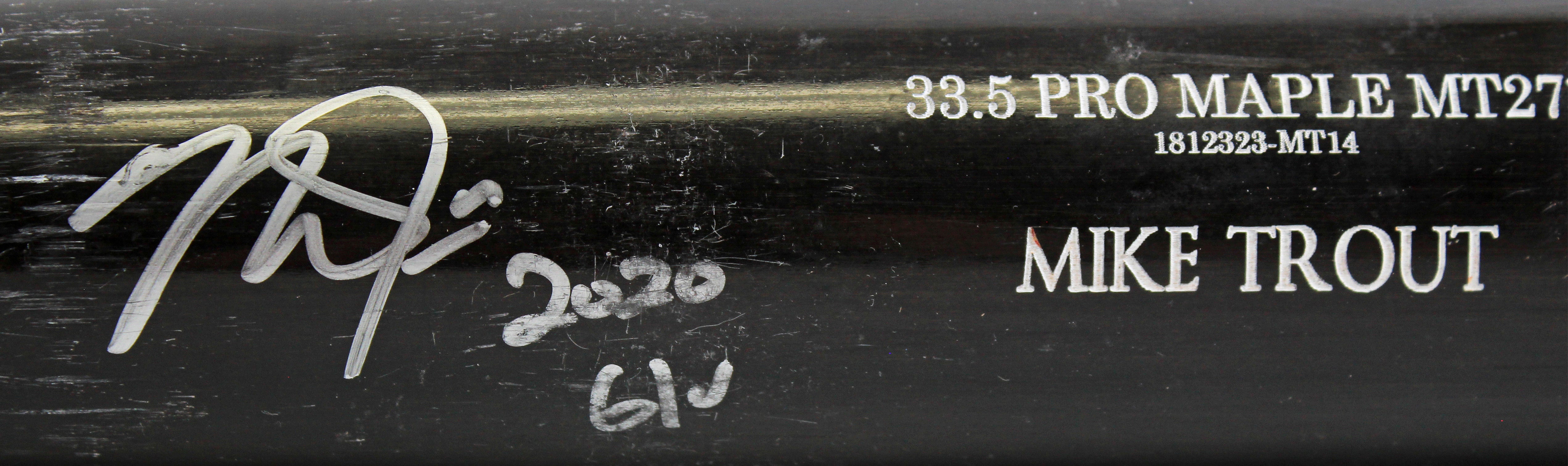 Angels Mike Trout 2020 G/U Signed Game Used Old Hickory Pro Maple MT27* Bat BAS
