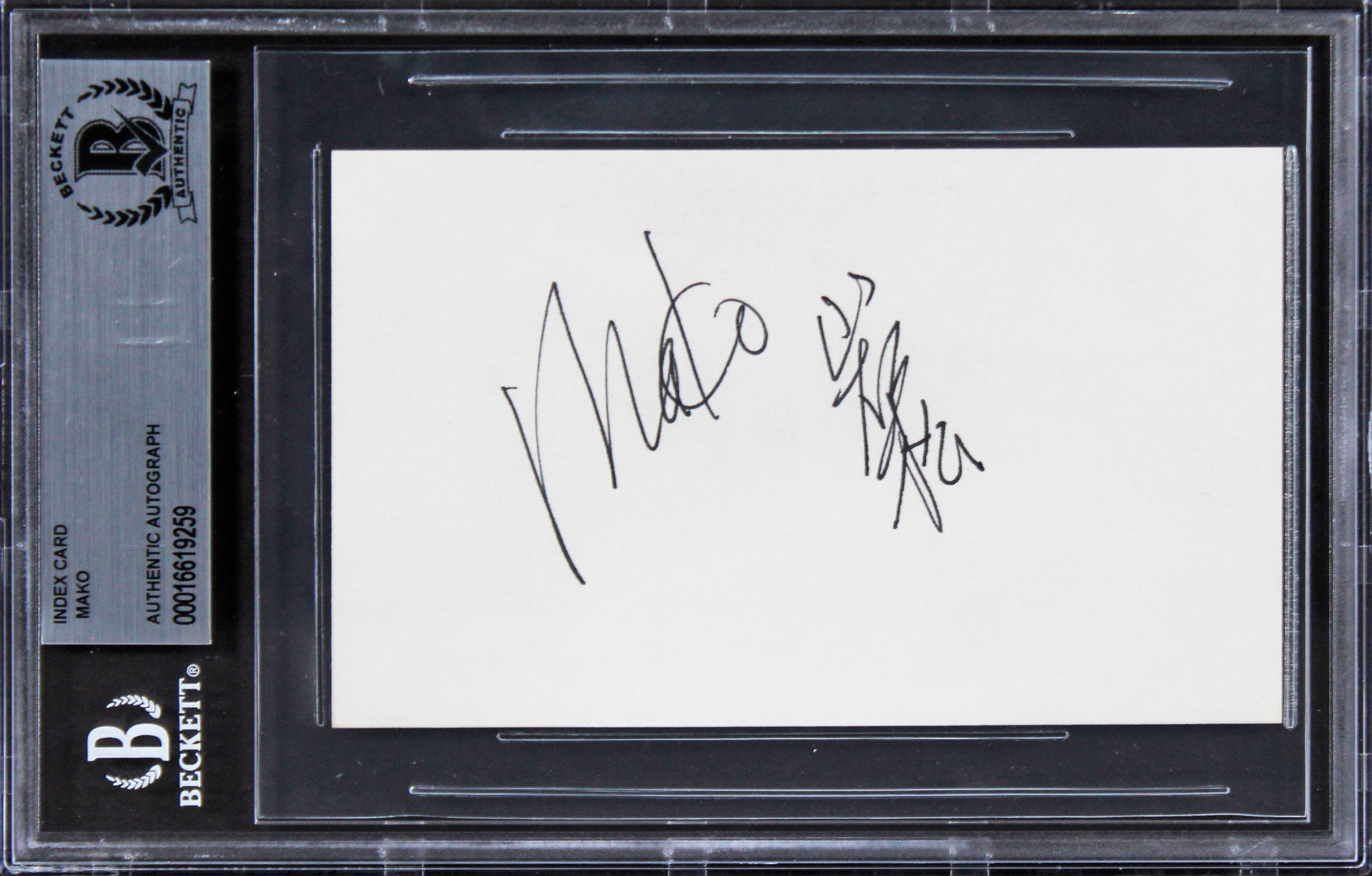 Mako The Last Airbender Authentic Signed 3x5 Index Card Autographed BAS Slabbed