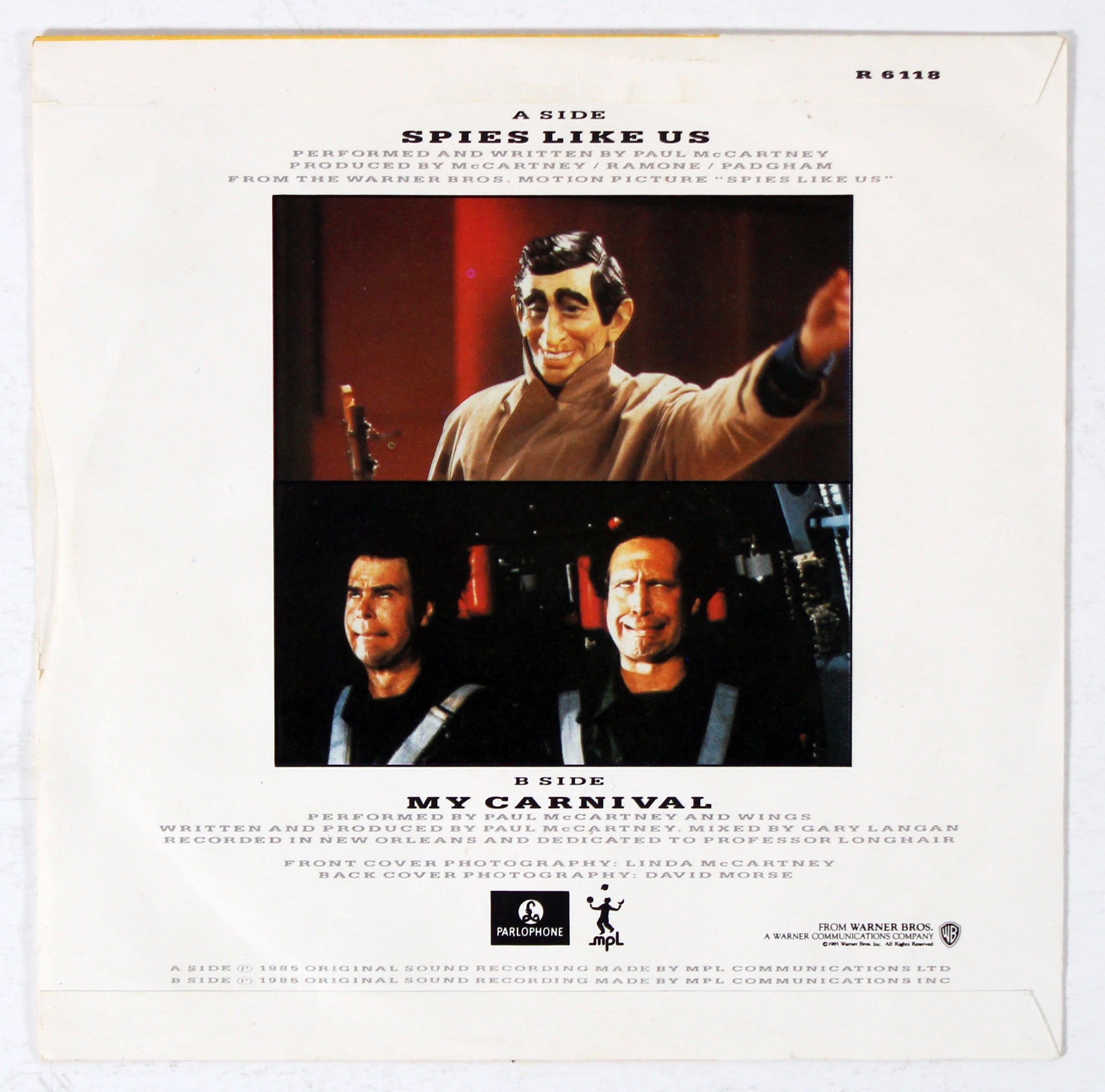 Paul McCartney Signed Spies Like Us Soundtrack 45RPM Single Album Cover BAS