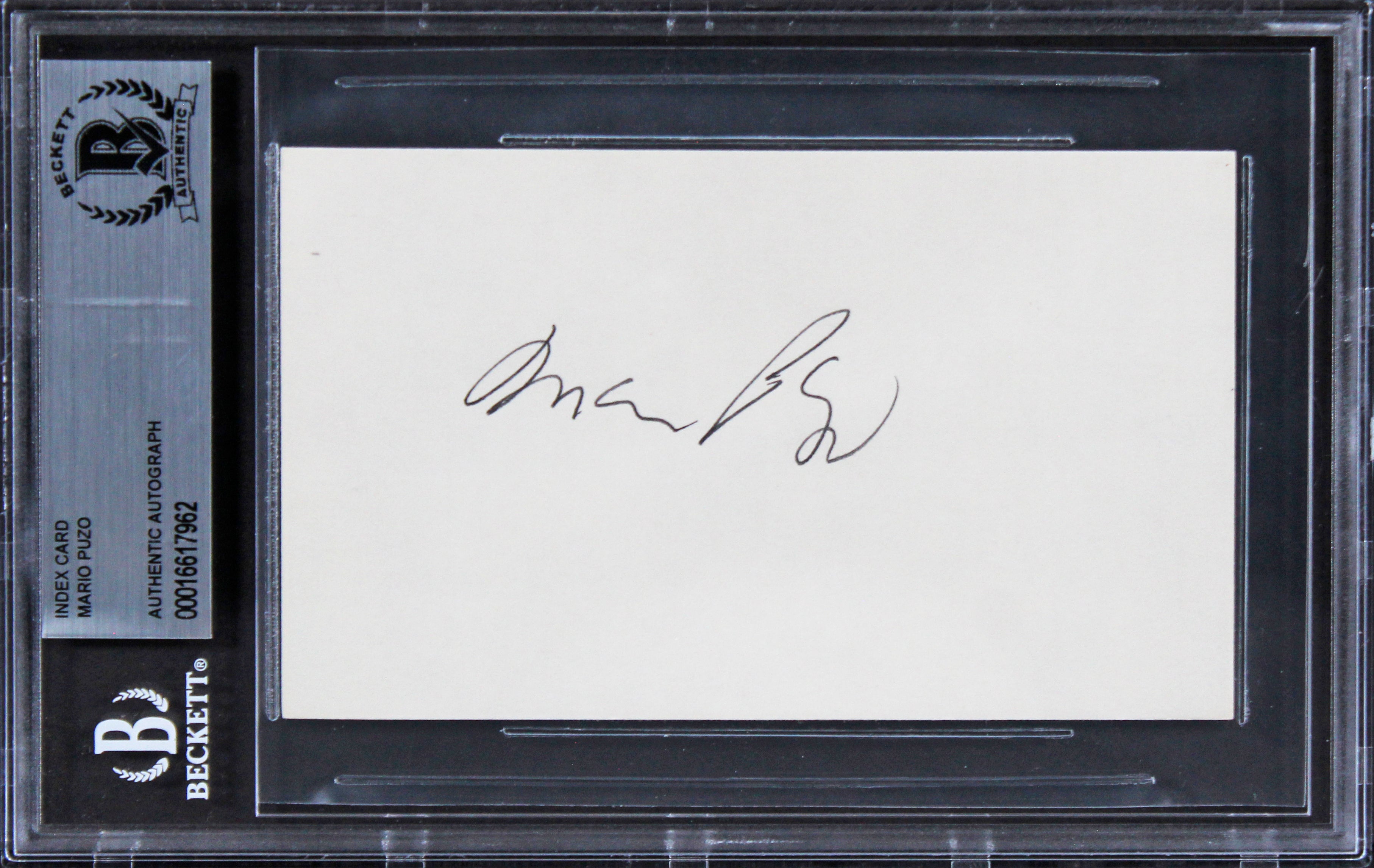 Mario Puzo The Godfather Authentic Signed 3x5 Index Card BAS Slabbed