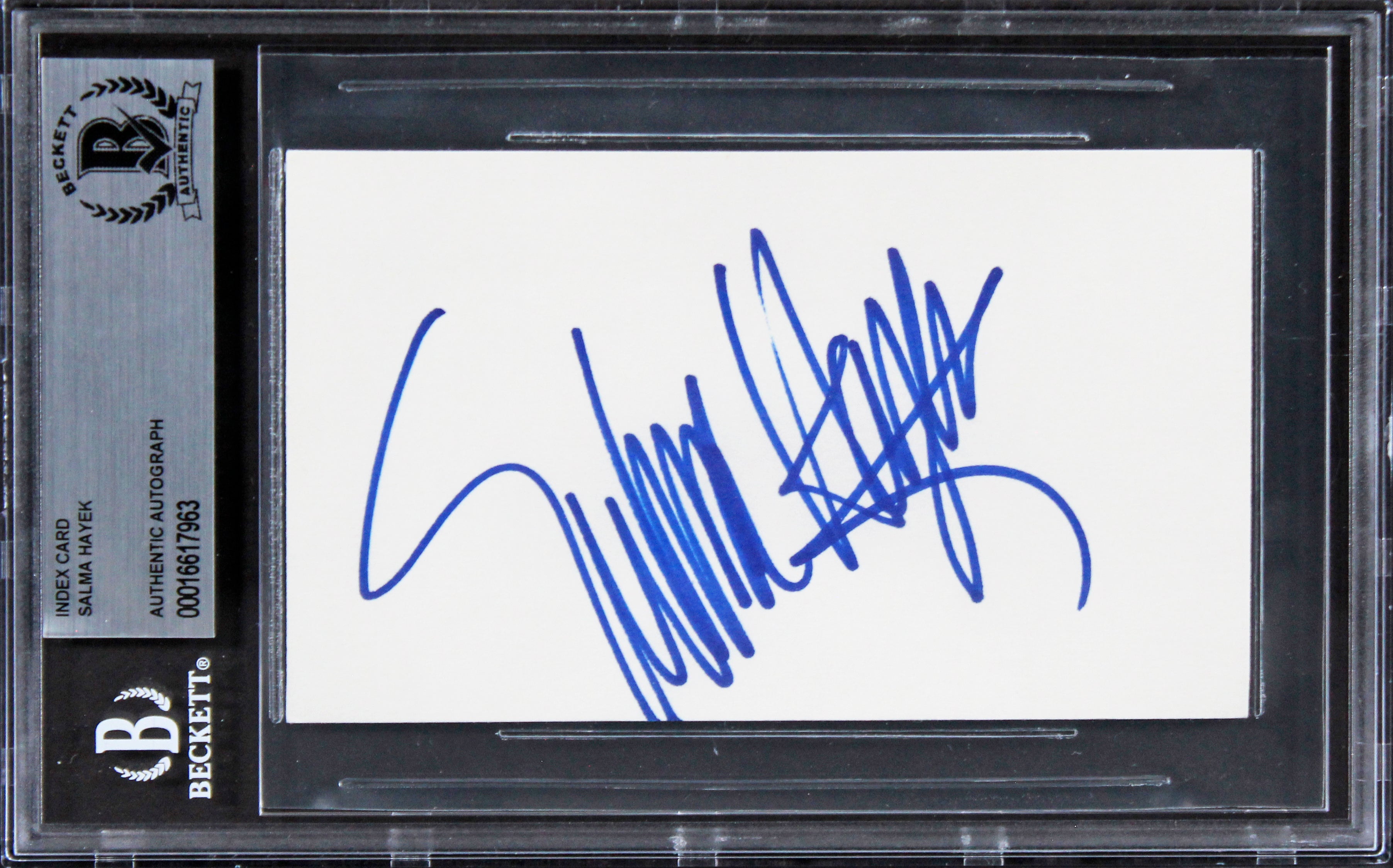 Salma Hayek Grown Ups Authentic Signed 3x5 Index Card Autographed BAS Slabbed