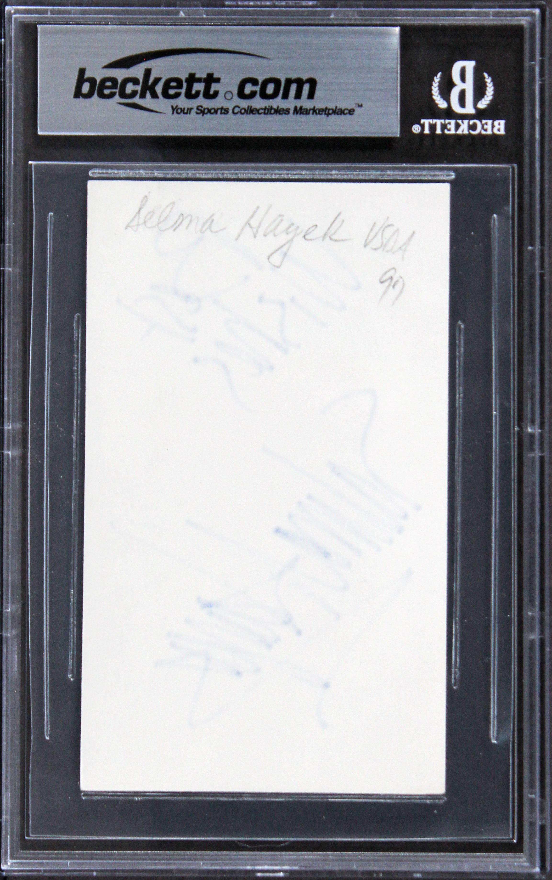 Salma Hayek Grown Ups "Best Wishes" Signed 3x5 Index Card BAS Slabbed 1