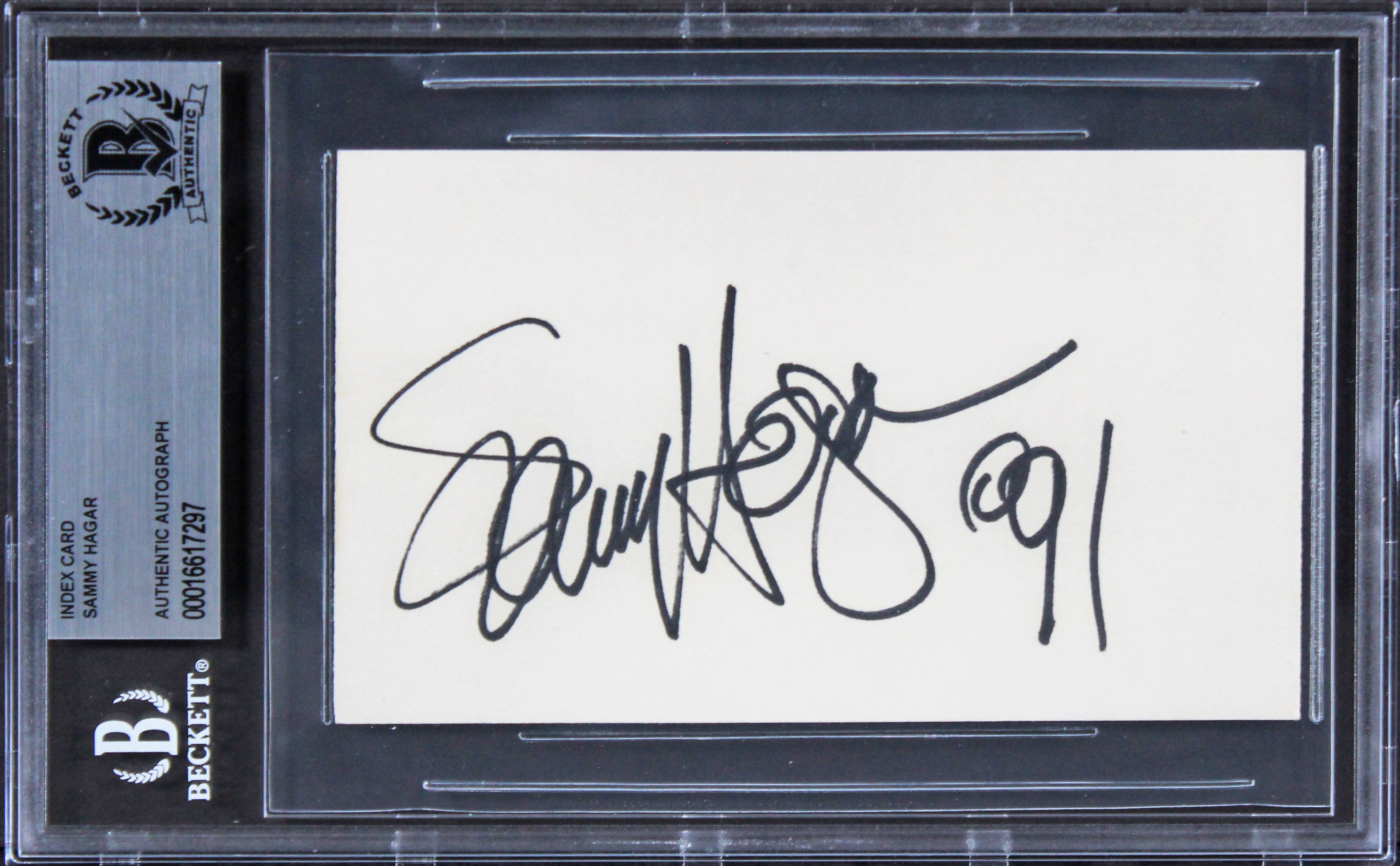 Sammy Hagar Van Halen "91" Signed 3x5 Index Card Autographed BAS Slabbed