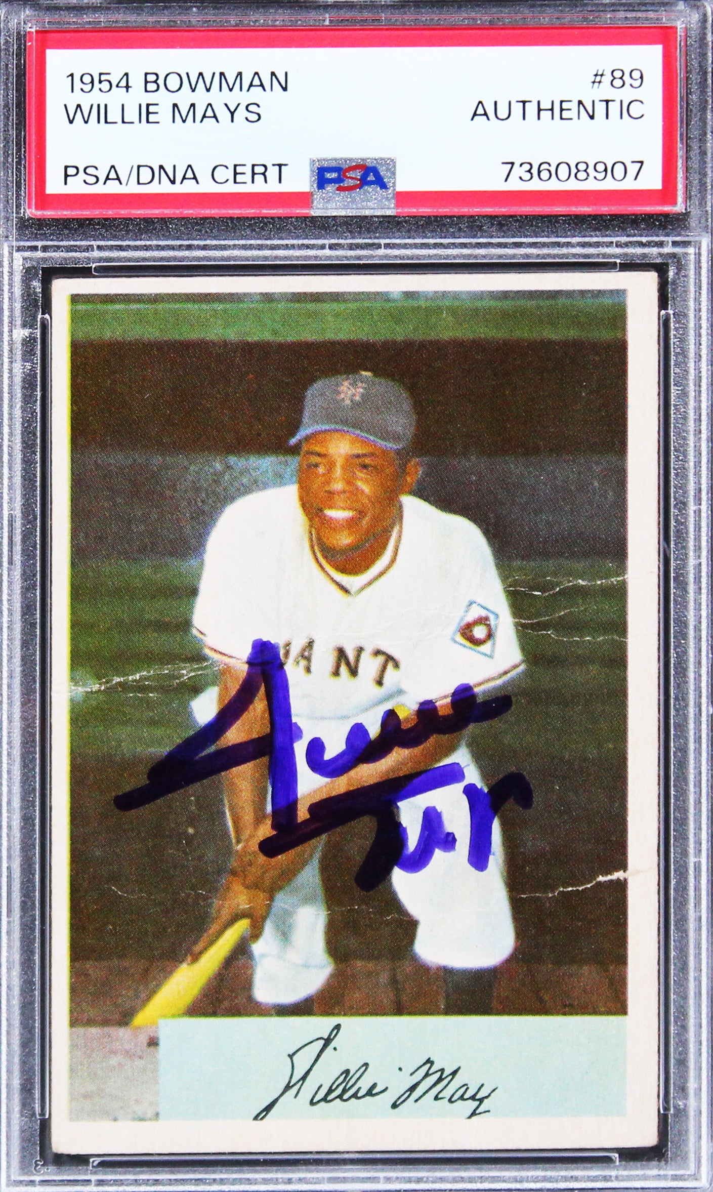 Giants Willie Mays Authentic Signed 1954 Bowman #89 Card PSA/DNA Slabbed