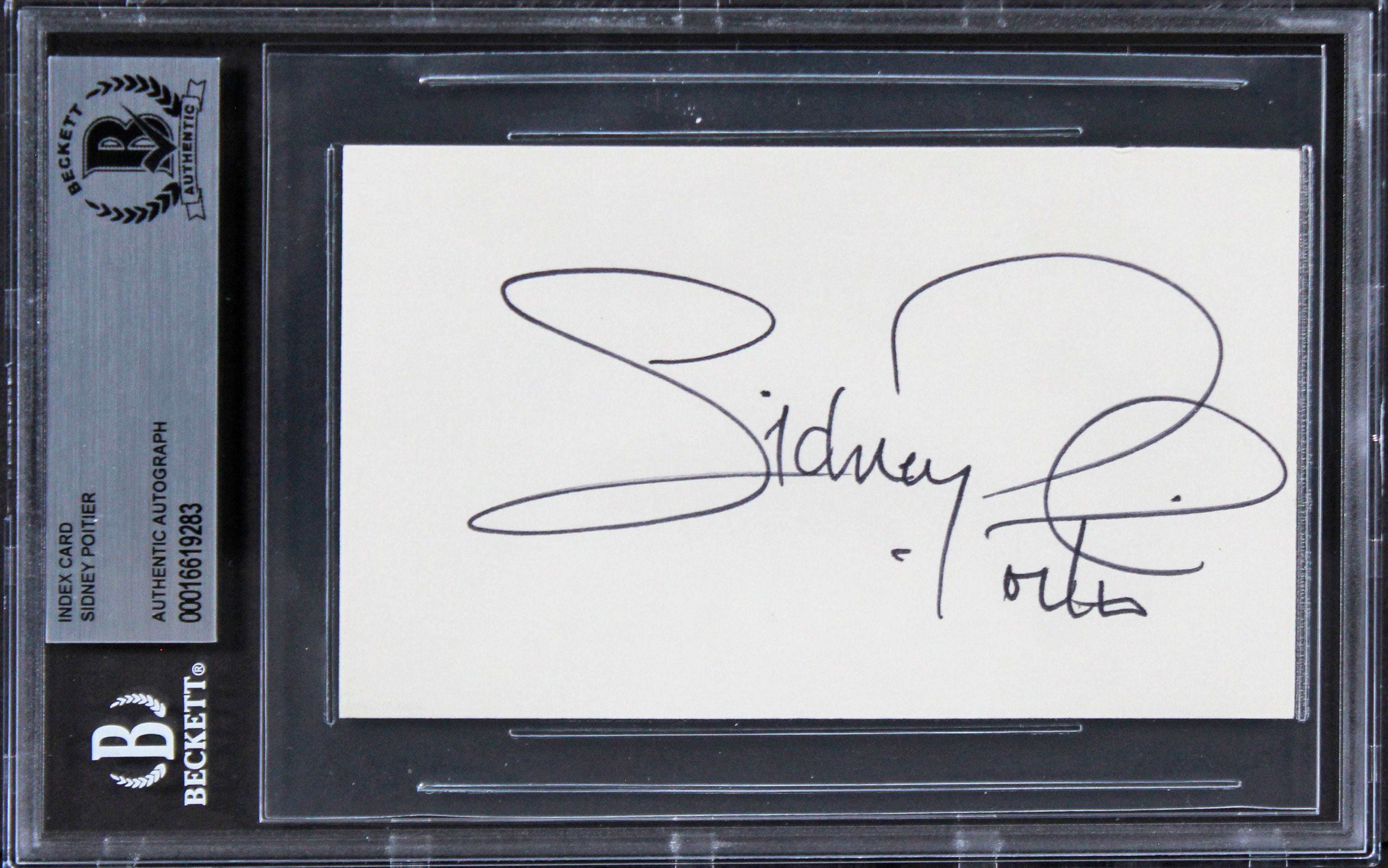 Sidney Poitier Lilies of the Field Authentic Signed 3x5 Index Card BAS Slabbed 2