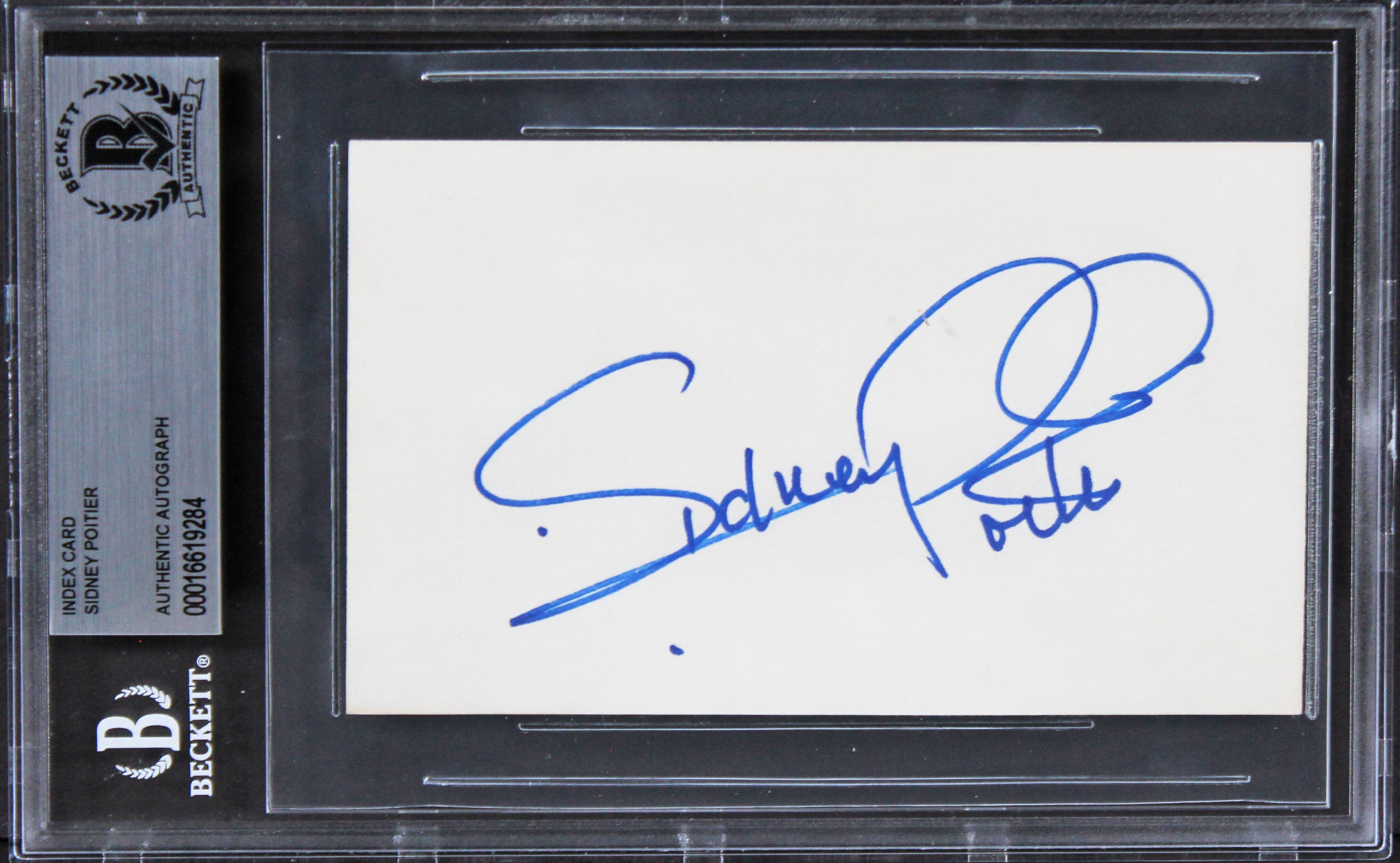 Sidney Poitier Lilies of the Field Authentic Signed 3x5 Index Card BAS Slabbed 1
