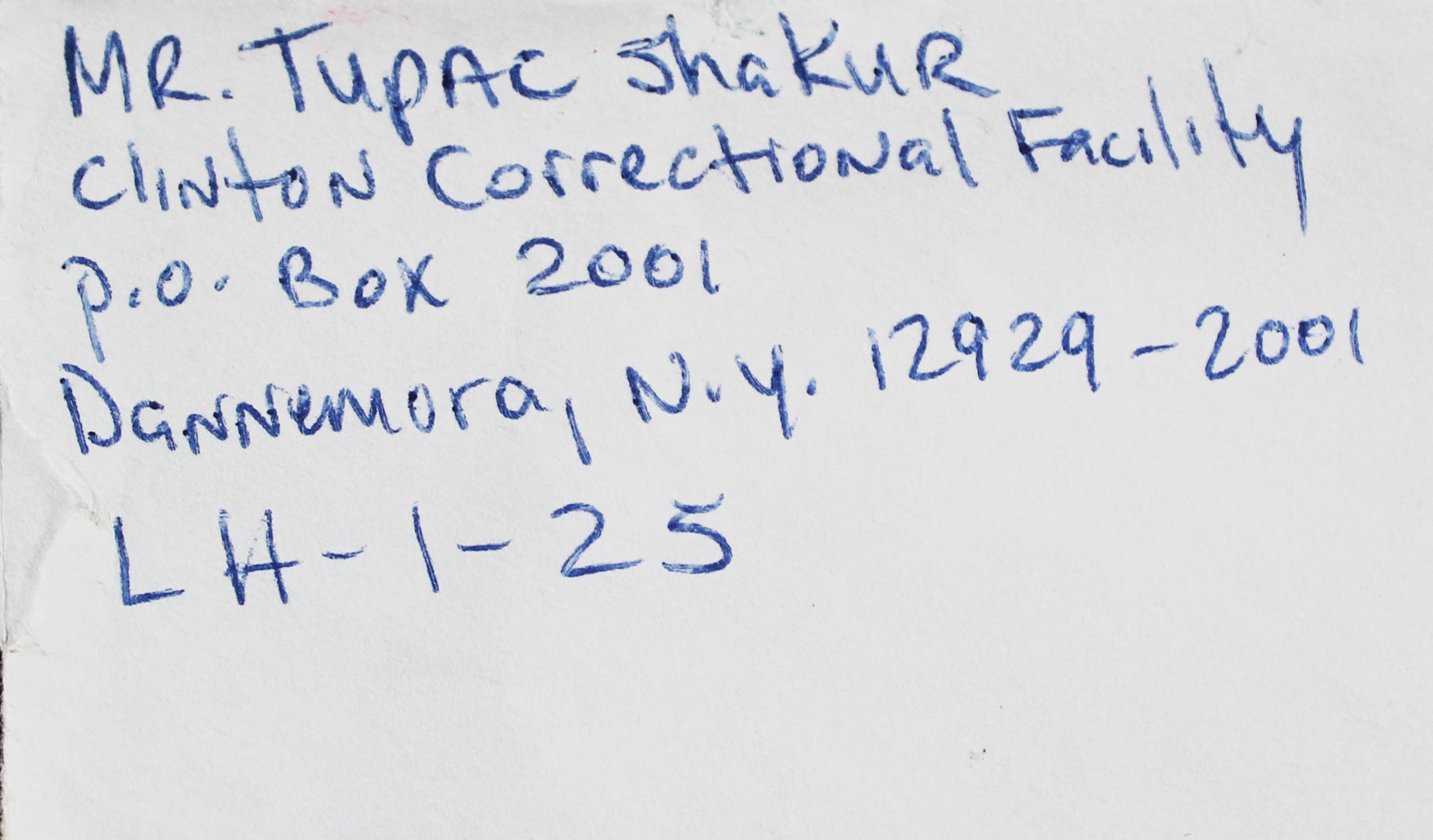Tupac Shakur Signed 4x9.5 Clinton Correctional Facility Envelope JSA #YY12779