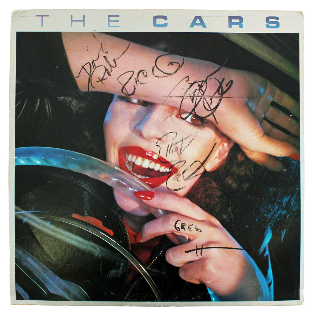 The Cars (5) Ocasek, Easton, Hawkes +2 Signed Album Cover W/ Vinyl BAS #AB14178