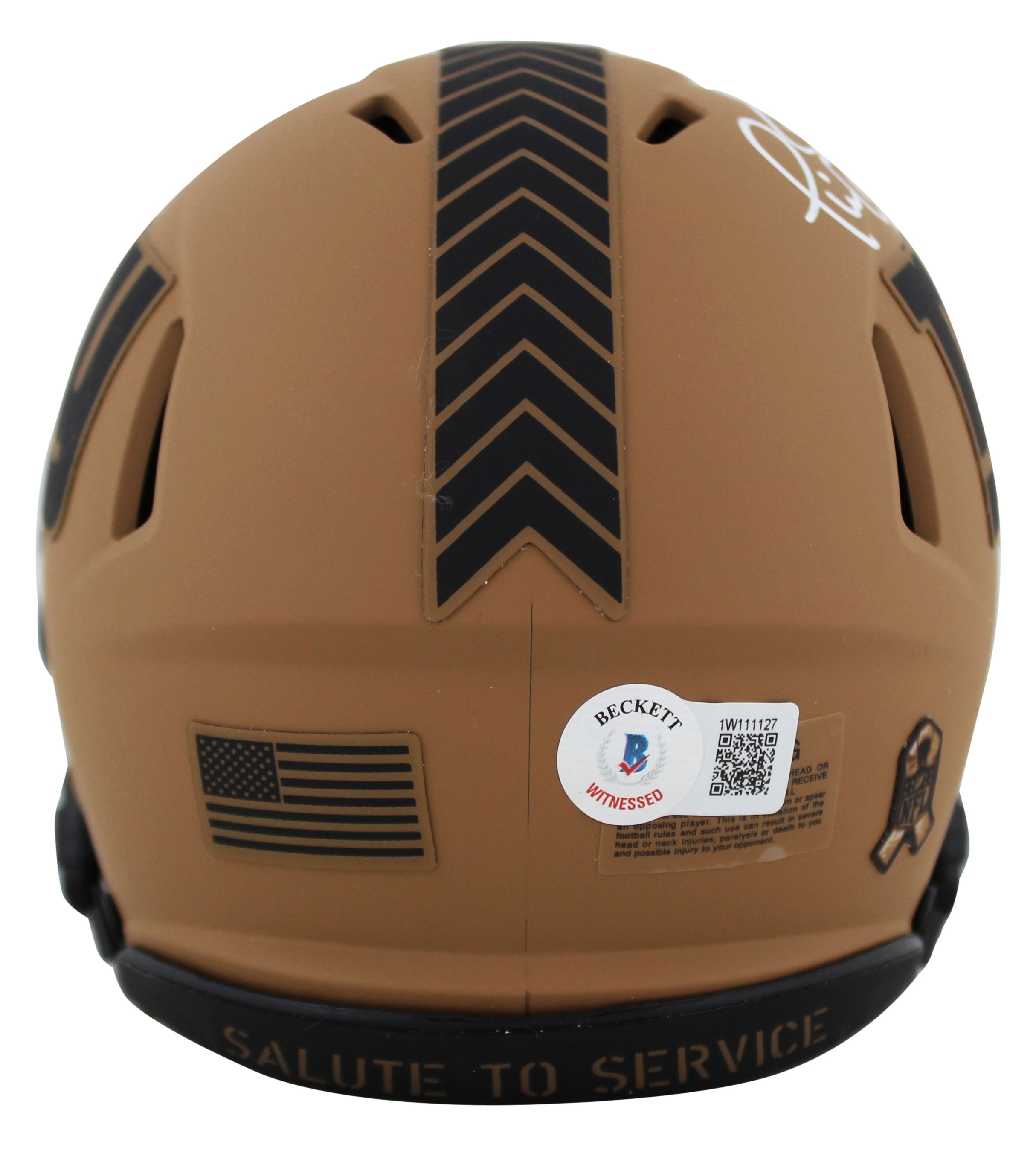 Giants Phil Simms Signed Salute To Service II Speed Mini Helmet BAS Witnessed