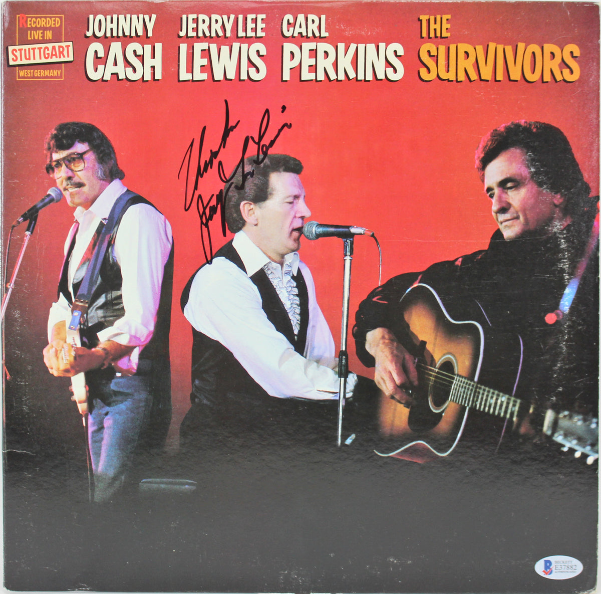 Jerry Lee Lewis Authentic Signed The Survivors Album Cover W/ Vinyl BAS #E37882
